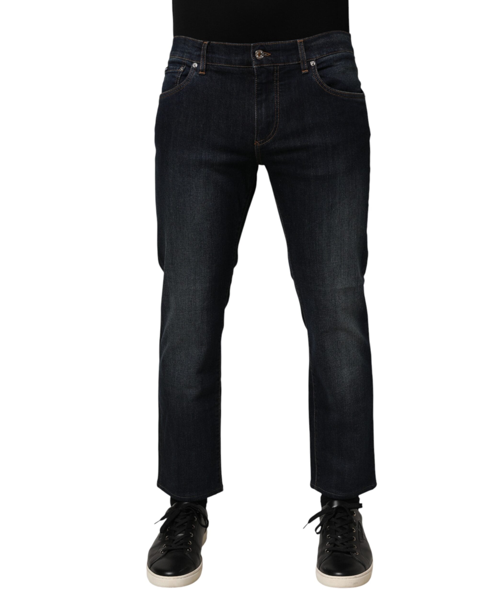 Dolce & Gabbana Dark Blue Cotton Skinny Men Denim Jeans Dolce & Gabbana