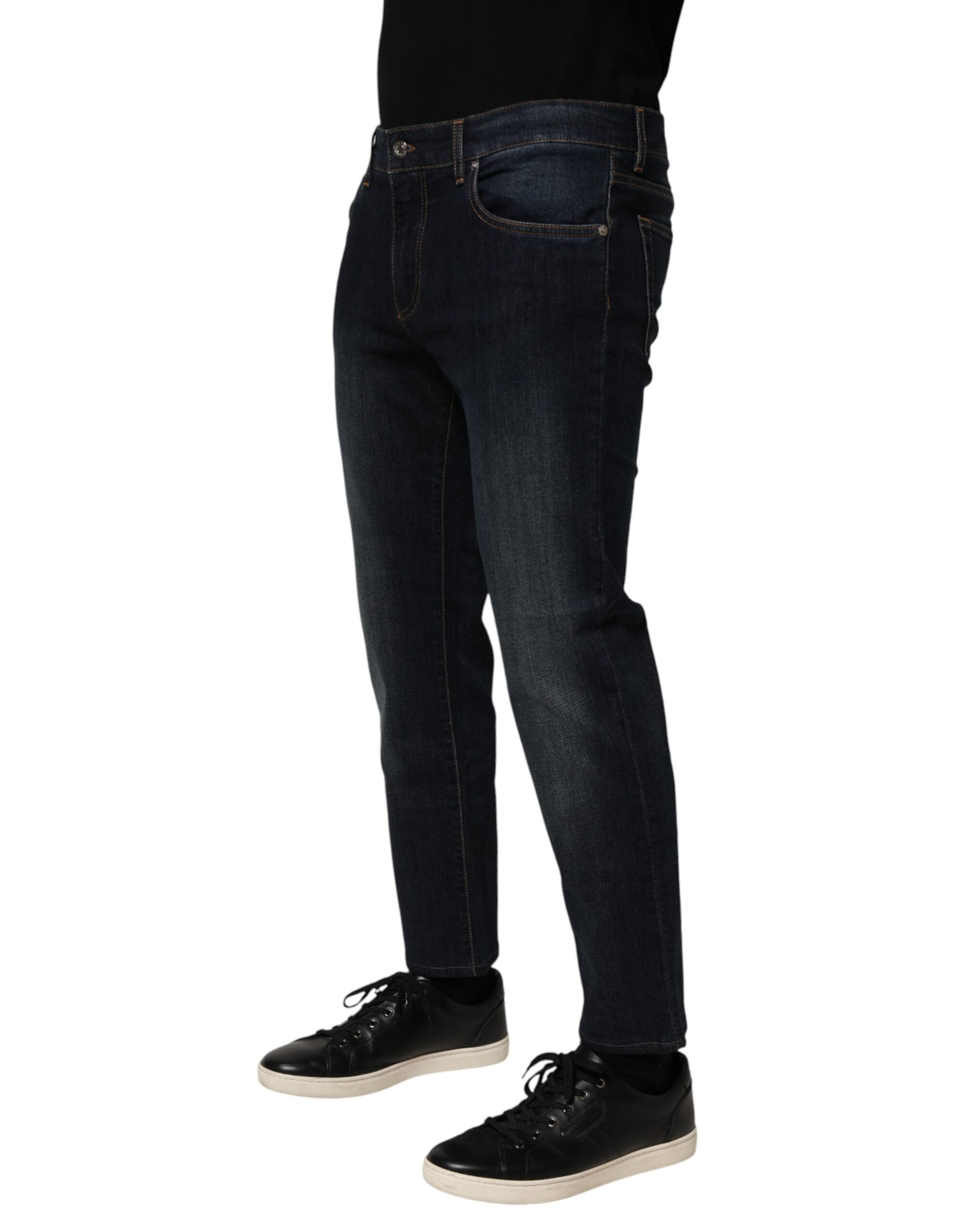 Dolce & Gabbana Dark Blue Cotton Skinny Men Denim Jeans Dolce & Gabbana