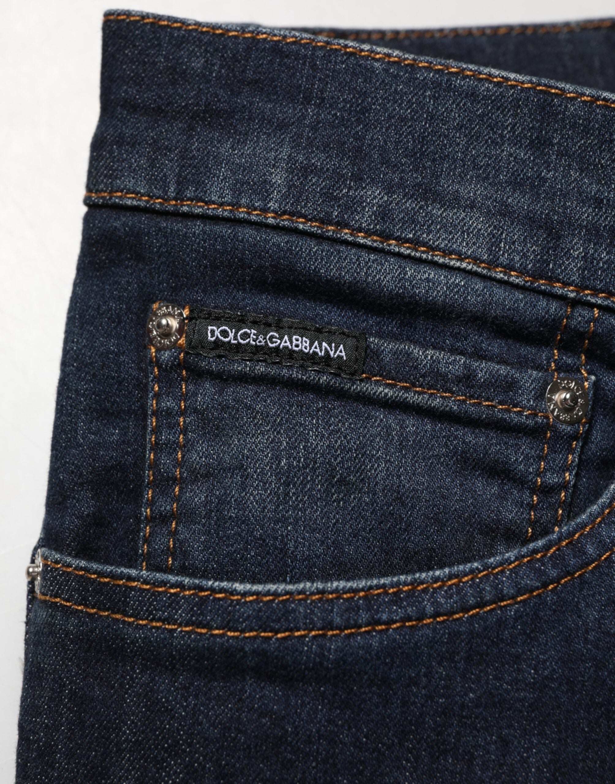 Dolce & Gabbana Dark Blue Cotton Skinny Men Denim Jeans Dolce & Gabbana
