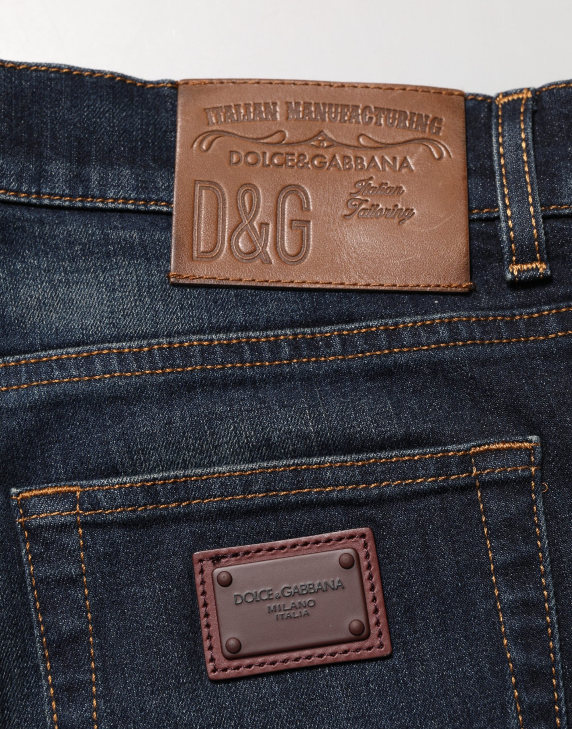 Dolce & Gabbana Dark Blue Cotton Skinny Men Denim Jeans Dolce & Gabbana