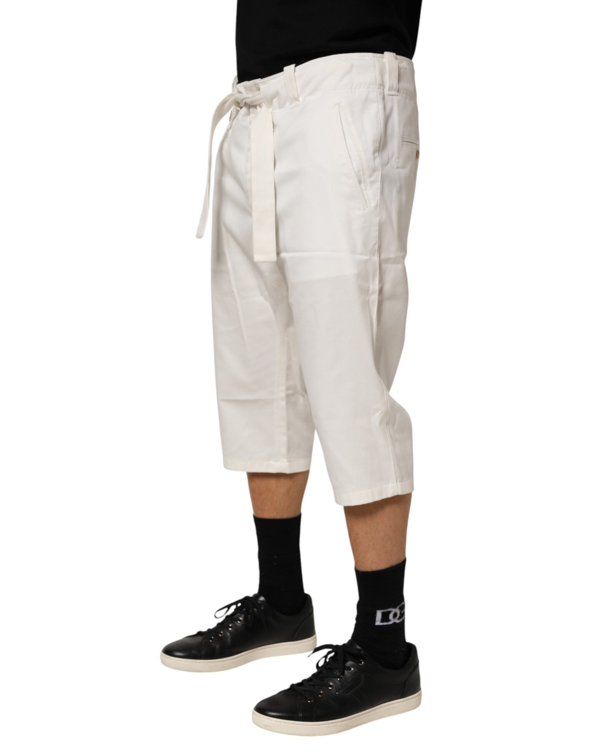 Dolce & Gabbana White Cotton Stretch Cropped Trouser Pants Dolce & Gabbana