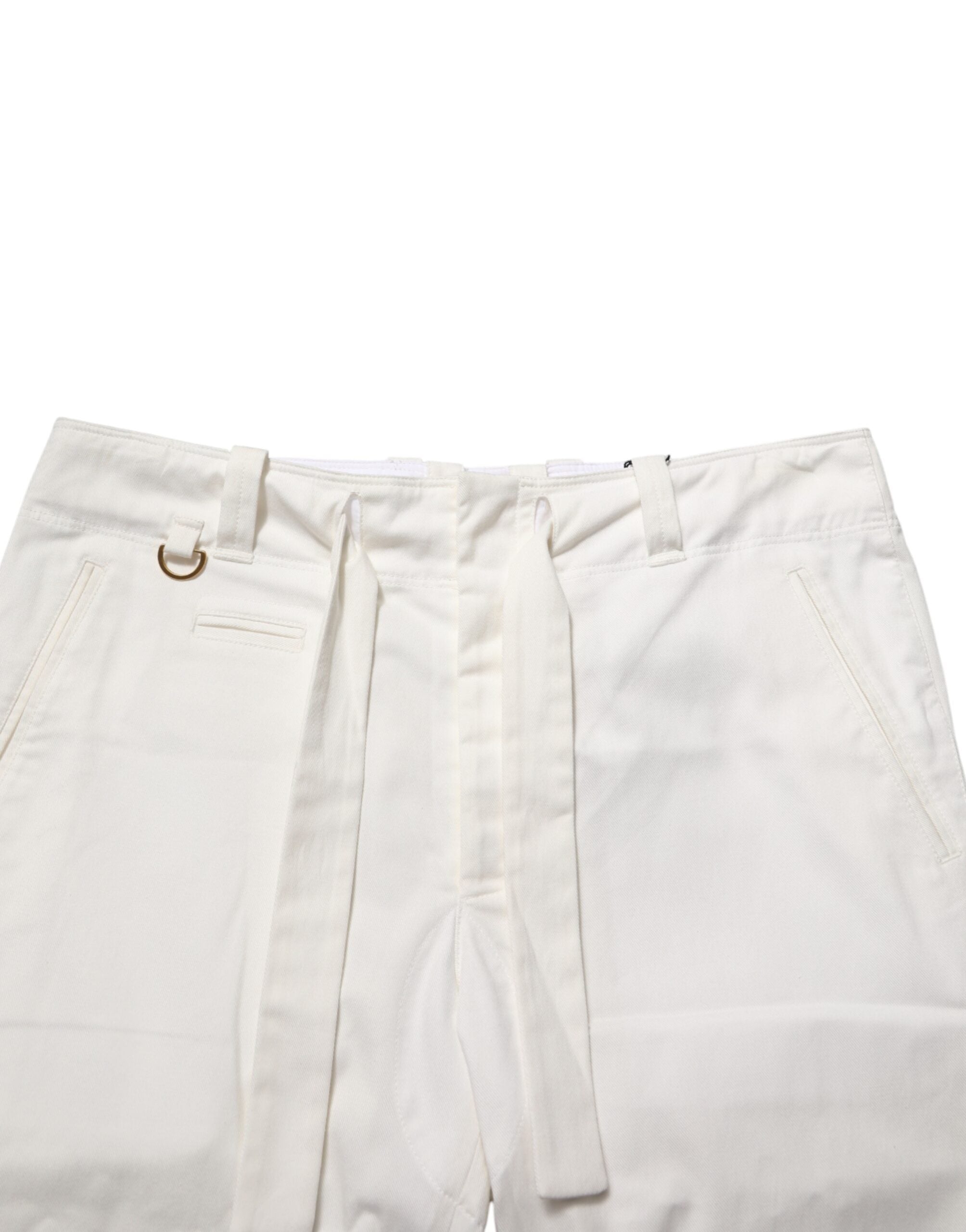 Dolce & Gabbana White Cotton Stretch Cropped Trouser Pants Dolce & Gabbana