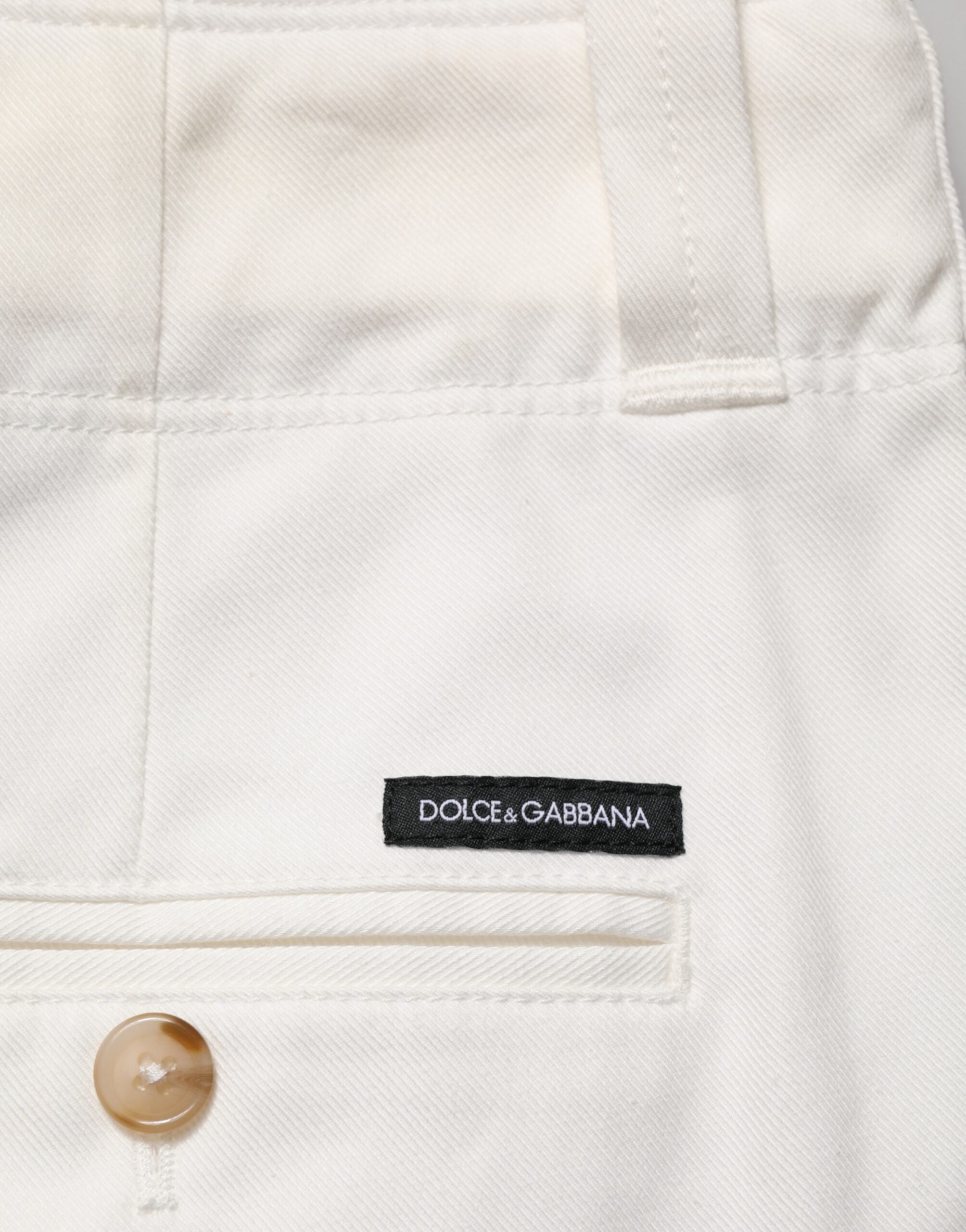 Dolce & Gabbana White Cotton Stretch Cropped Trouser Pants Dolce & Gabbana