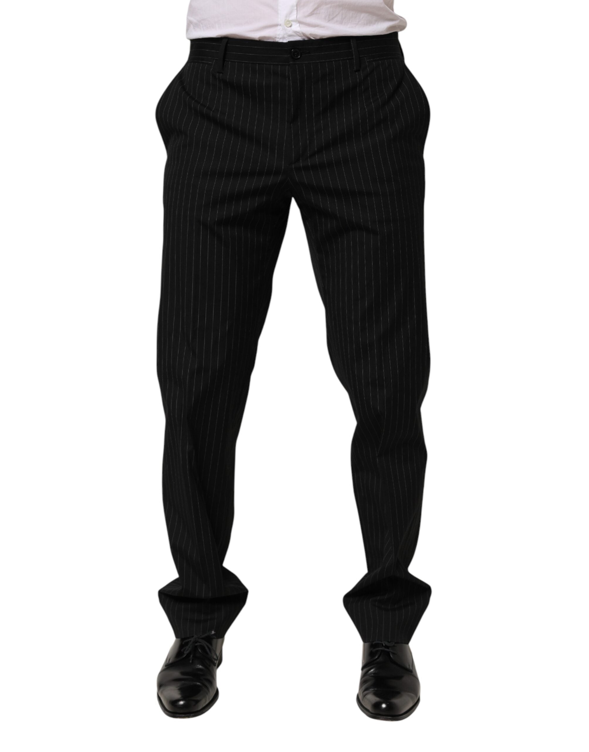 Dolce & Gabbana Black Striped Dress Formal Men Trouser Pants Dolce & Gabbana