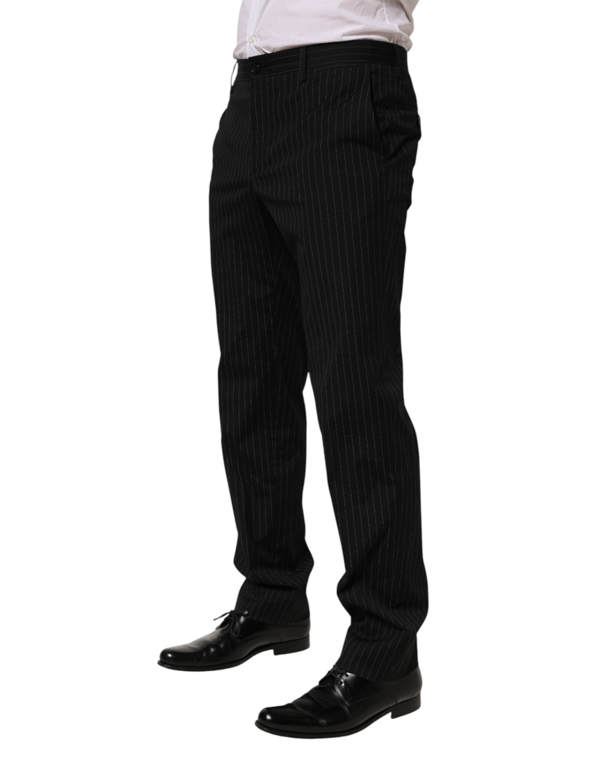 Dolce & Gabbana Black Striped Dress Formal Men Trouser Pants Dolce & Gabbana