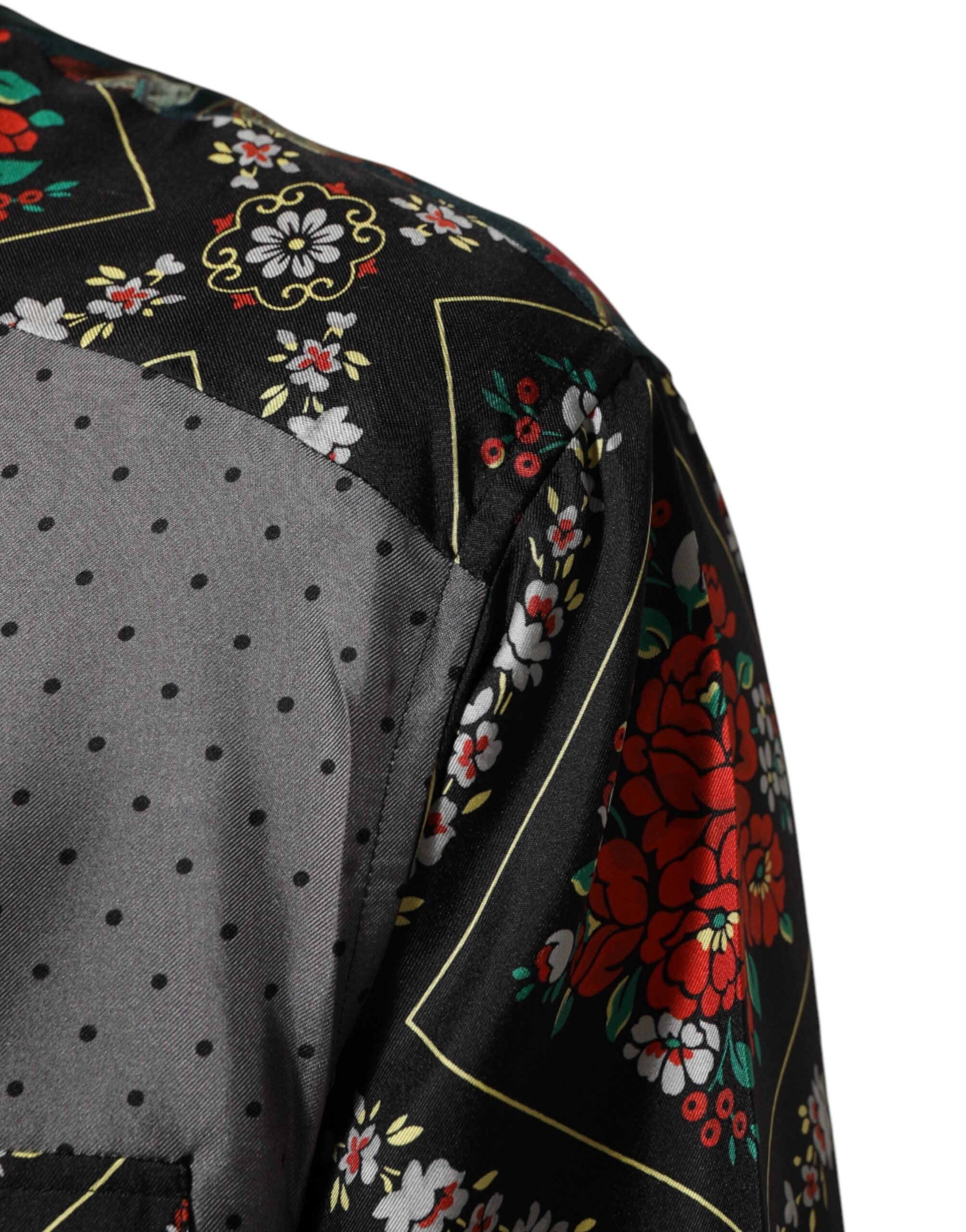Dolce & Gabbana Multicolor Patchwork Long Sleeves Silk Shirt Dolce & Gabbana