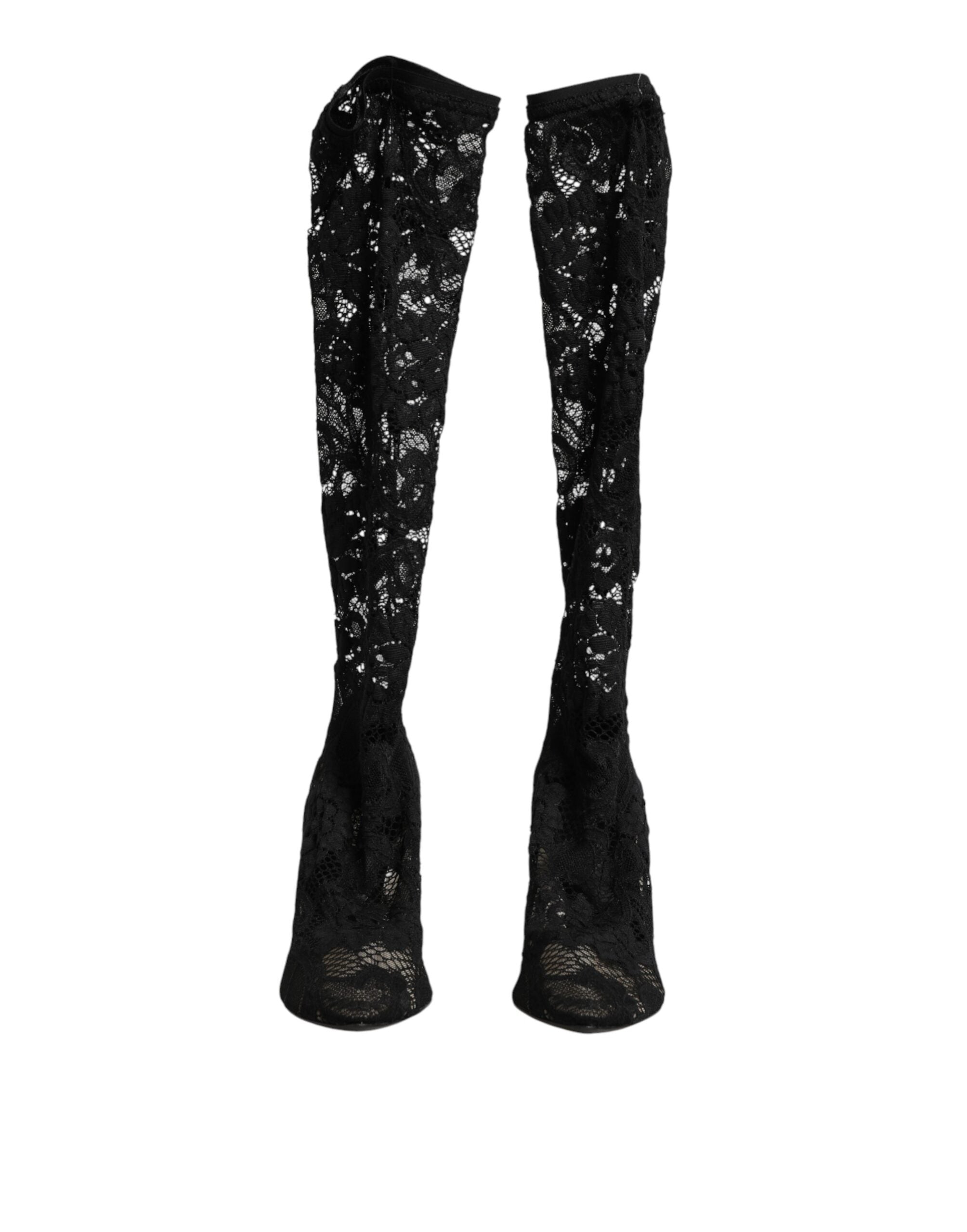 Dolce & Gabbana Black Pumps Taormina Lace Socks Boots Shoes Dolce & Gabbana