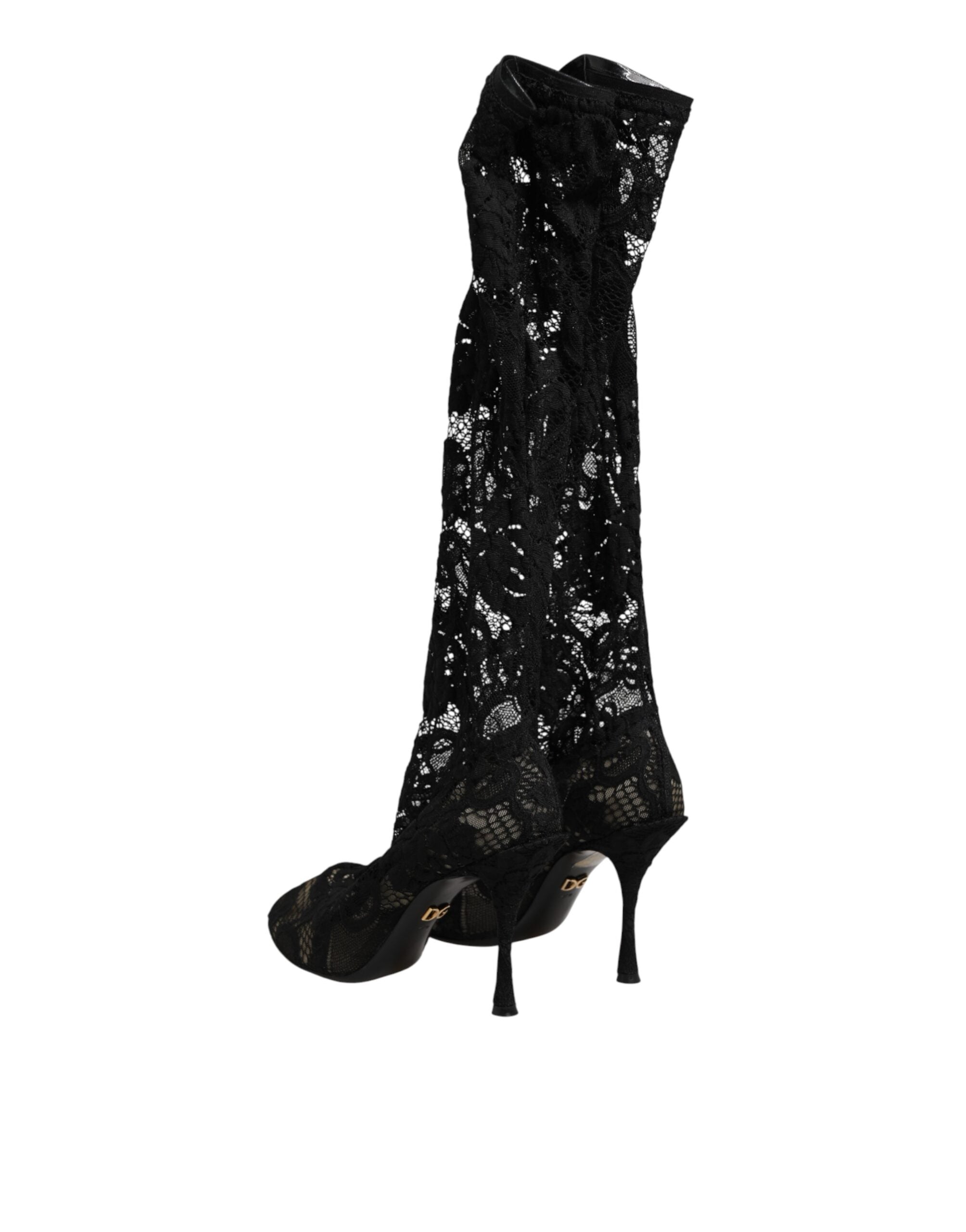 Dolce & Gabbana Black Pumps Taormina Lace Socks Boots Shoes Dolce & Gabbana