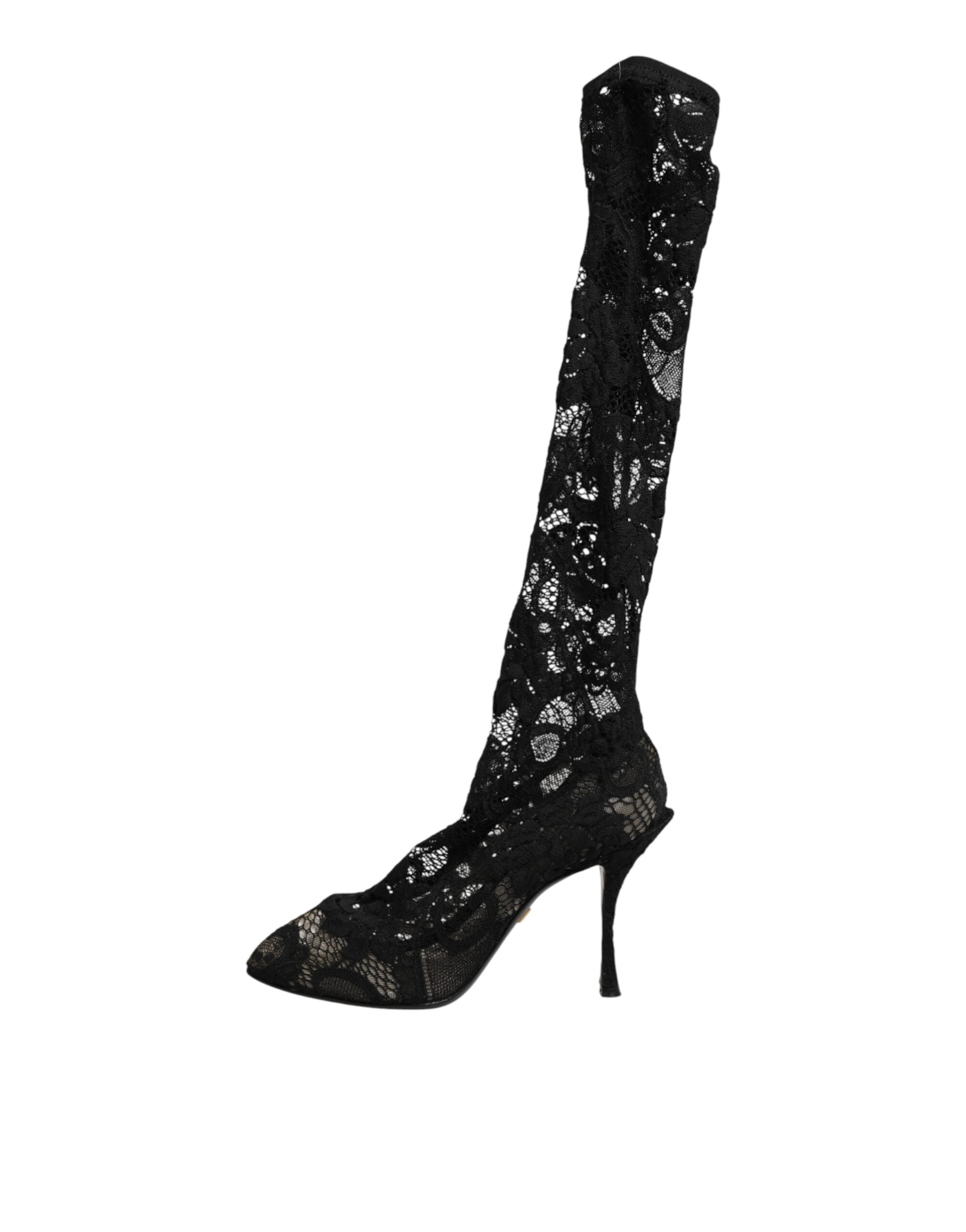 Dolce & Gabbana Black Pumps Taormina Lace Socks Boots Shoes Dolce & Gabbana