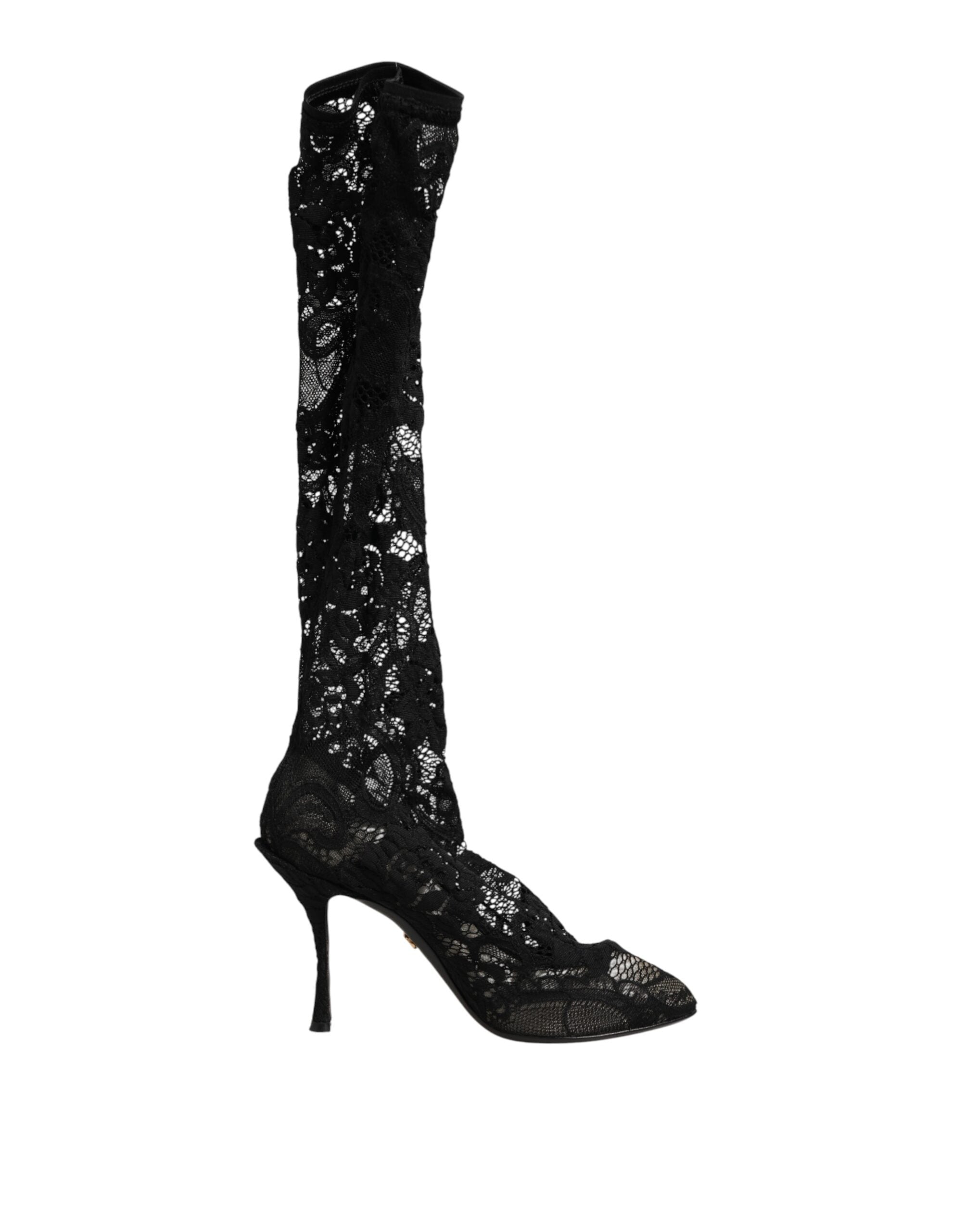 Dolce & Gabbana Black Pumps Taormina Lace Socks Boots Shoes Dolce & Gabbana