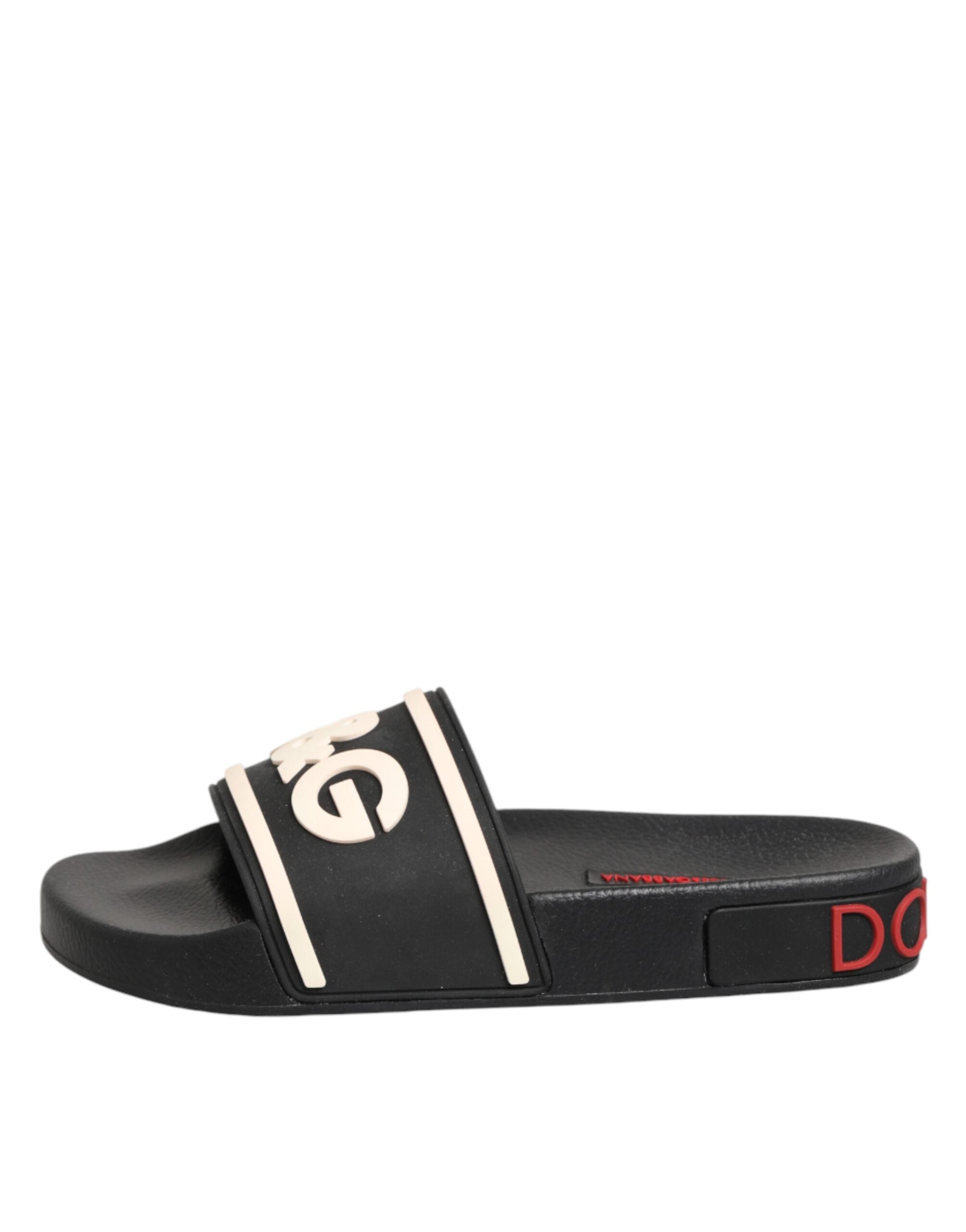 Dolce & Gabbana Black Rubber Slides Sandals Beachwear Shoes Dolce & Gabbana