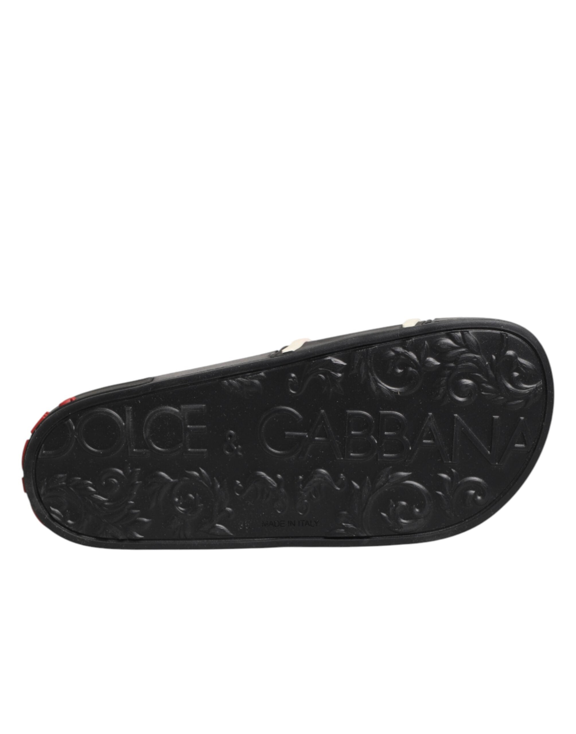 Dolce & Gabbana Black Rubber Slides Sandals Beachwear Shoes Dolce & Gabbana
