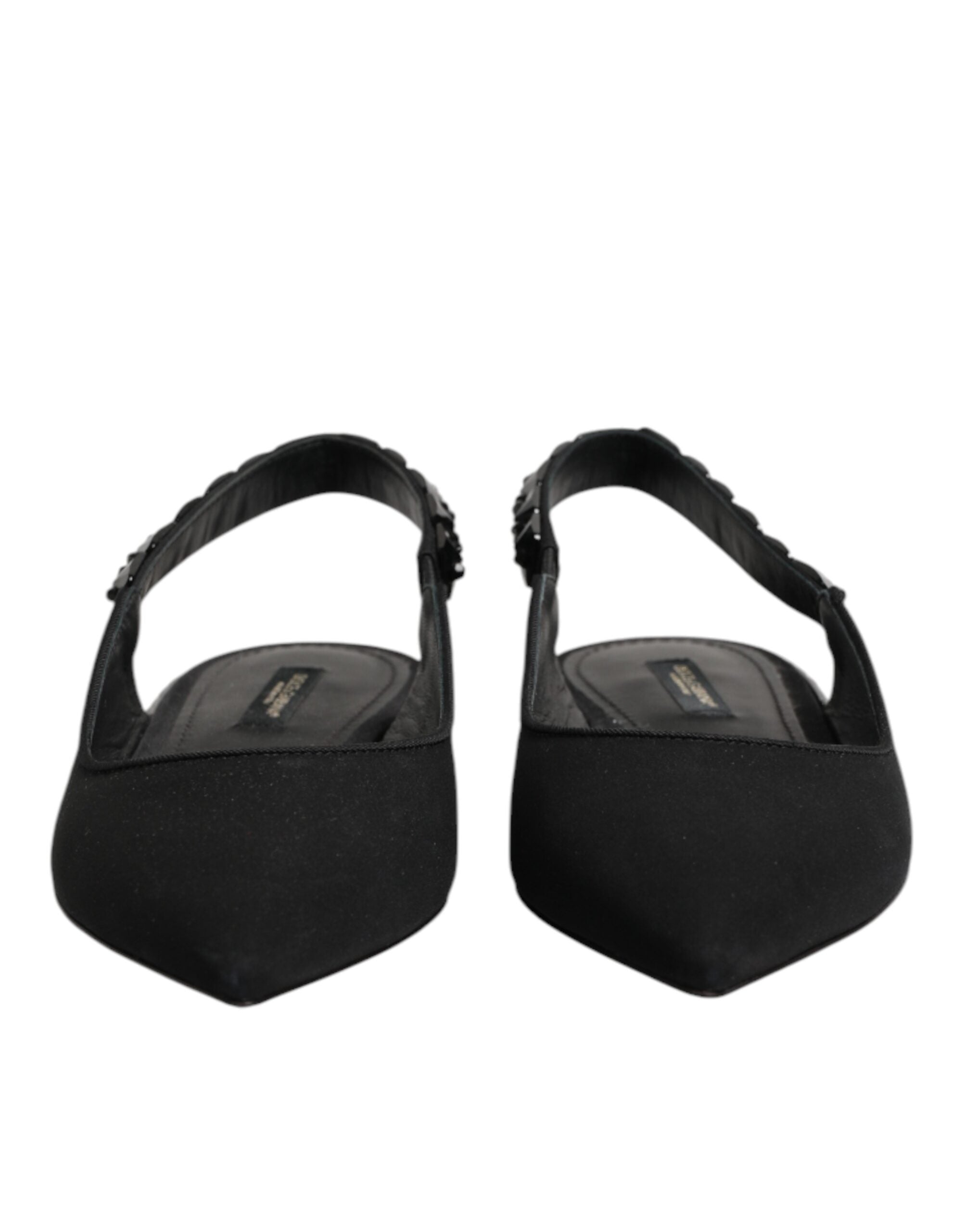 Dolce & Gabbana Black Crystal Charmeuse Slingback Shoes Dolce & Gabbana