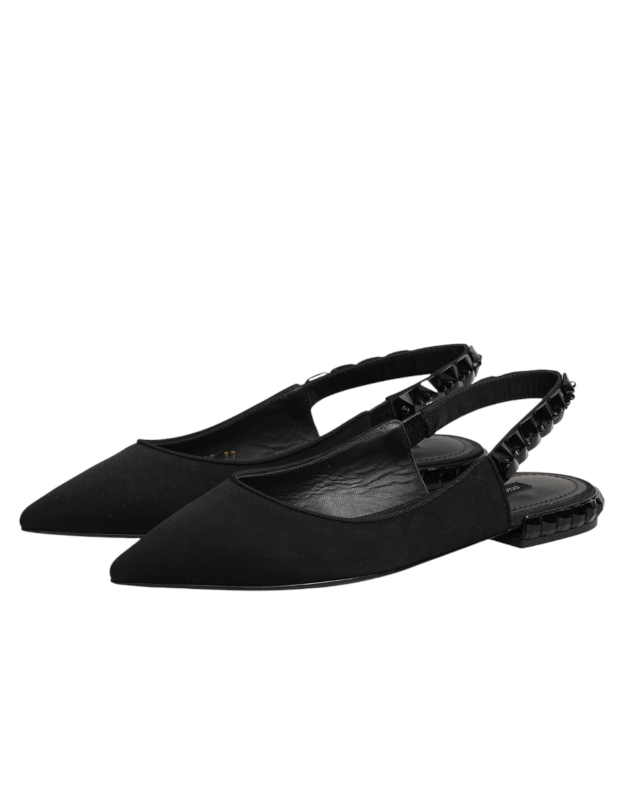 Dolce & Gabbana Black Crystal Charmeuse Slingback Shoes Dolce & Gabbana
