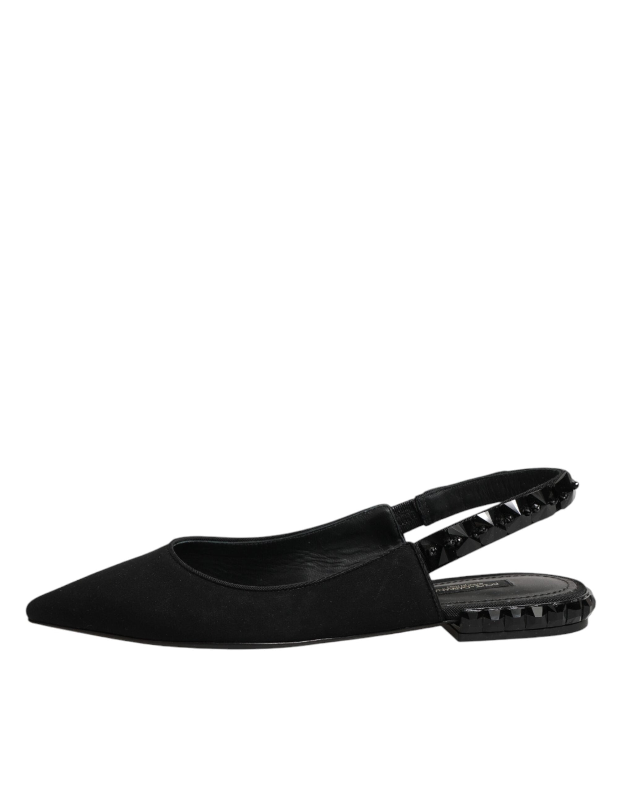 Dolce & Gabbana Black Crystal Charmeuse Slingback Shoes Dolce & Gabbana