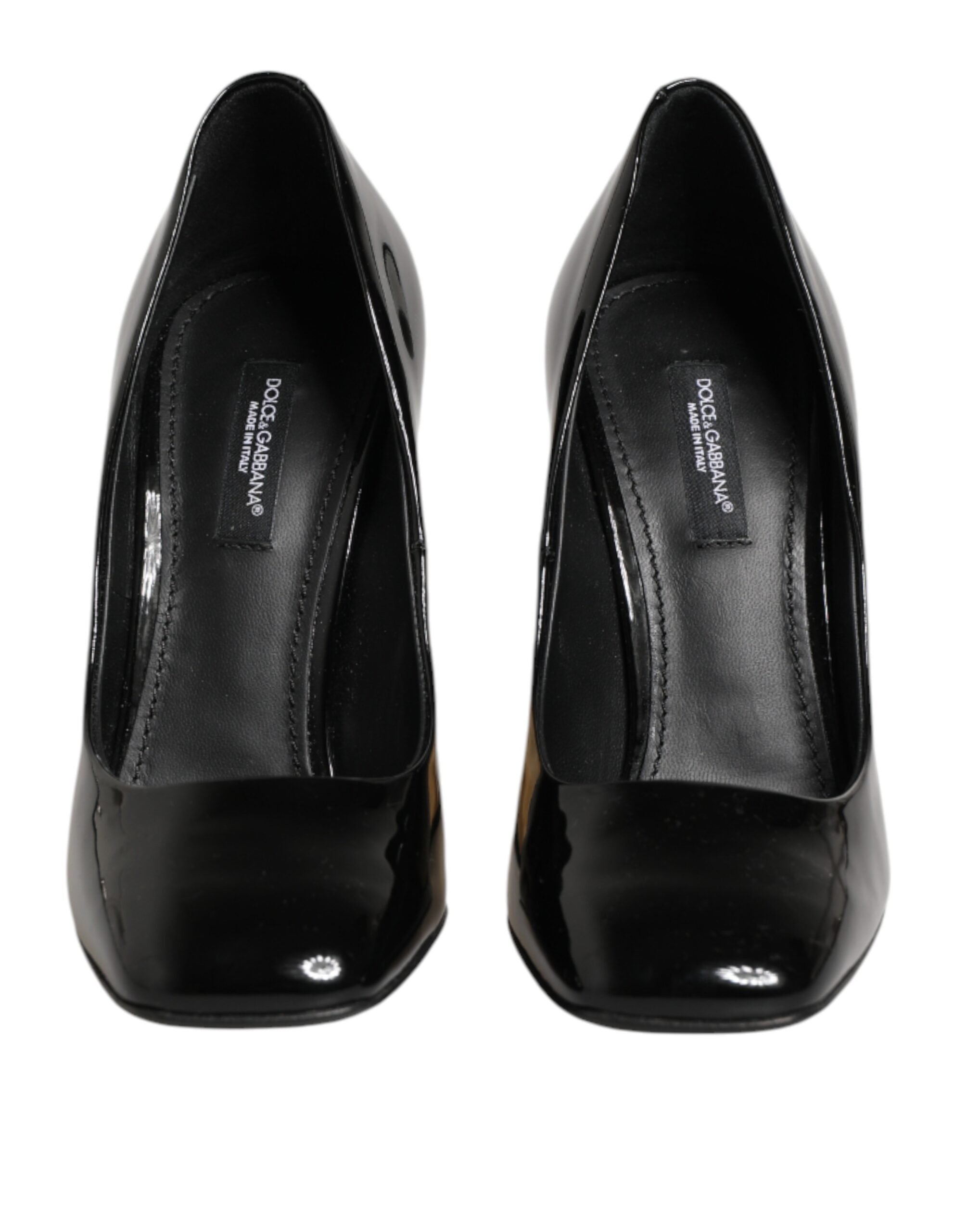 Dolce & Gabbana Black Gold Patent Leather Logo Heels Pumps Shoes Dolce & Gabbana