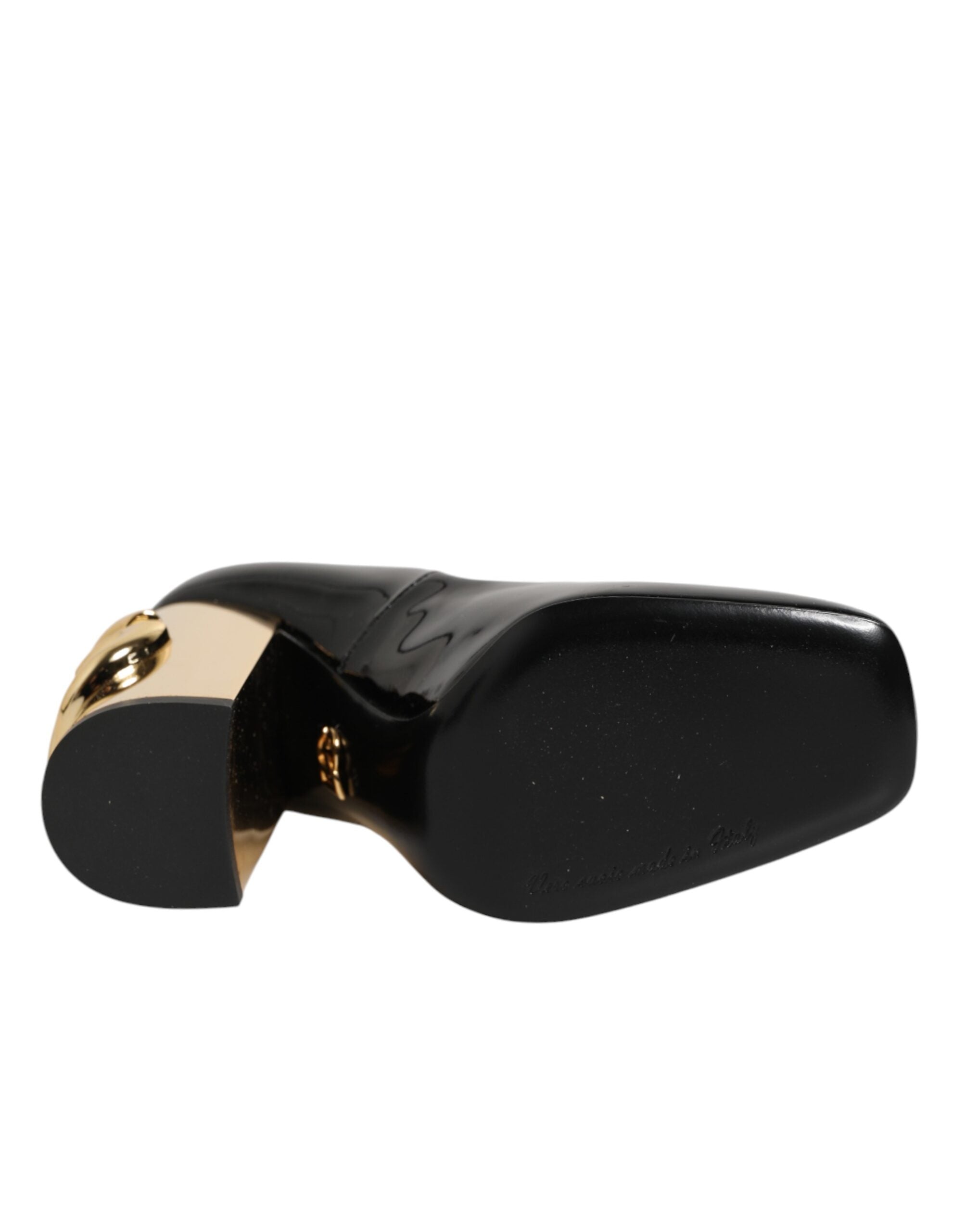 Dolce & Gabbana Black Gold Patent Leather Logo Heels Pumps Shoes Dolce & Gabbana