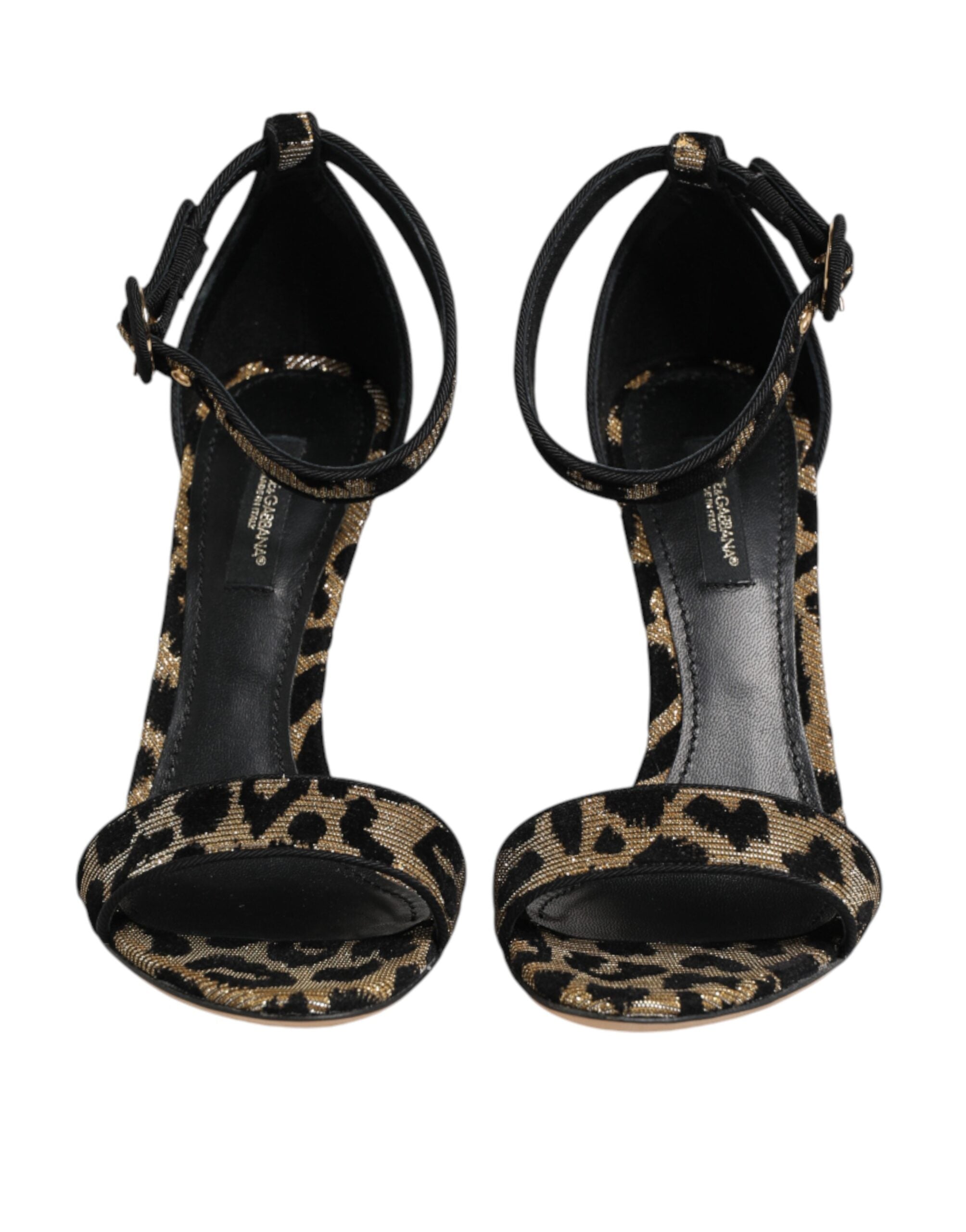 Dolce & Gabbana Gold Leopard Ankle Strap Heels Sandals Shoes Dolce & Gabbana