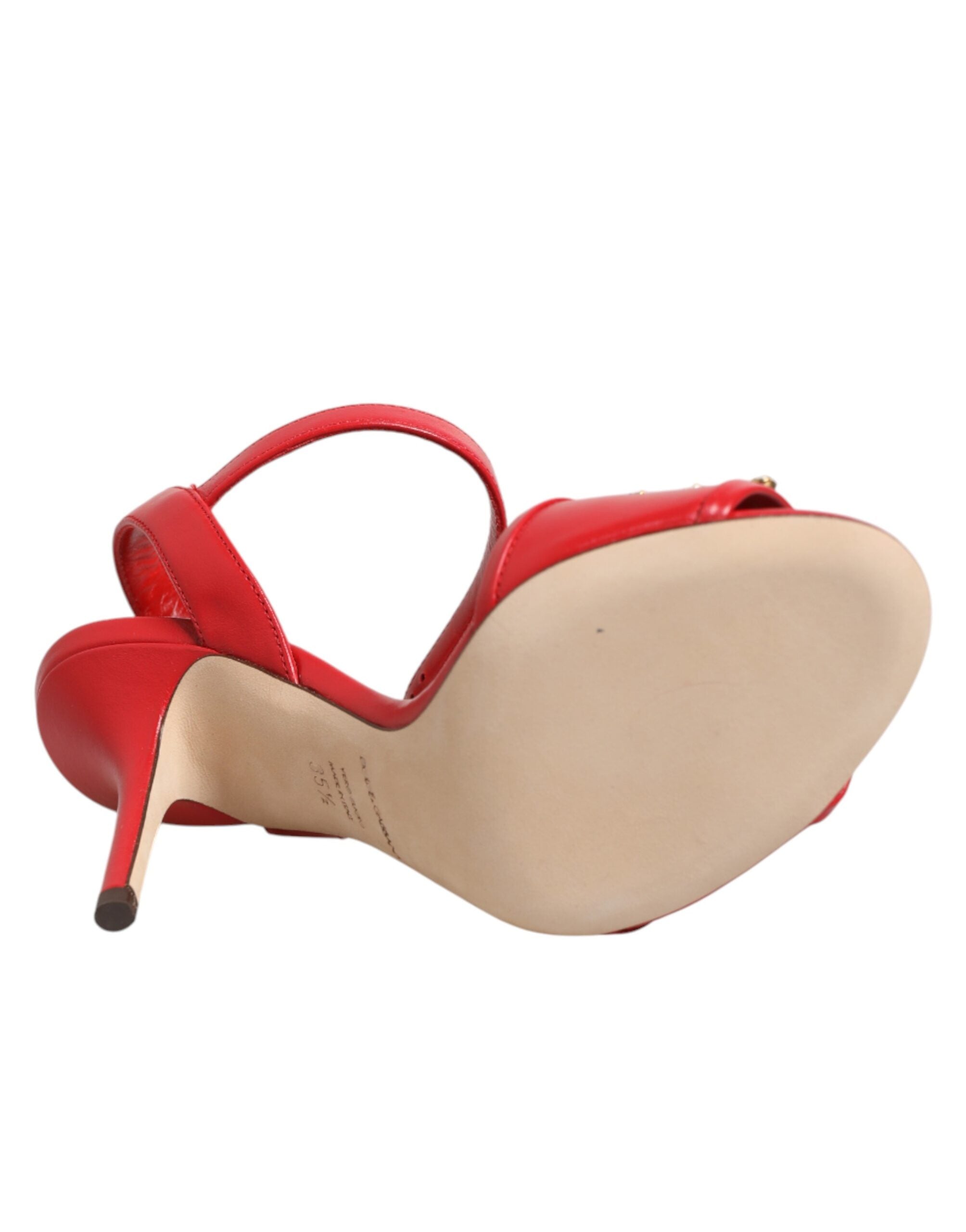 Dolce & Gabbana Red Leather DG AMORE Heels Sandals Shoes Dolce & Gabbana