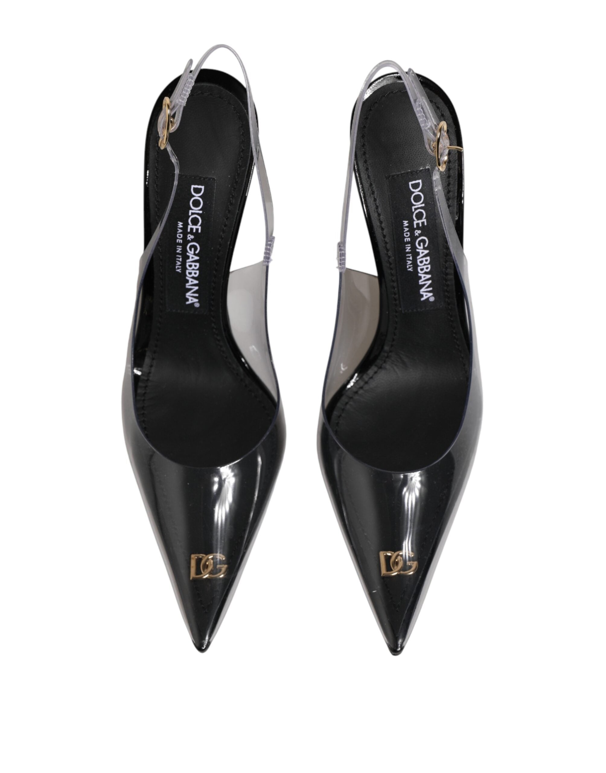 Dolce & Gabbana Black Leather Clear PVC Slingback Pumps Shoes Dolce & Gabbana