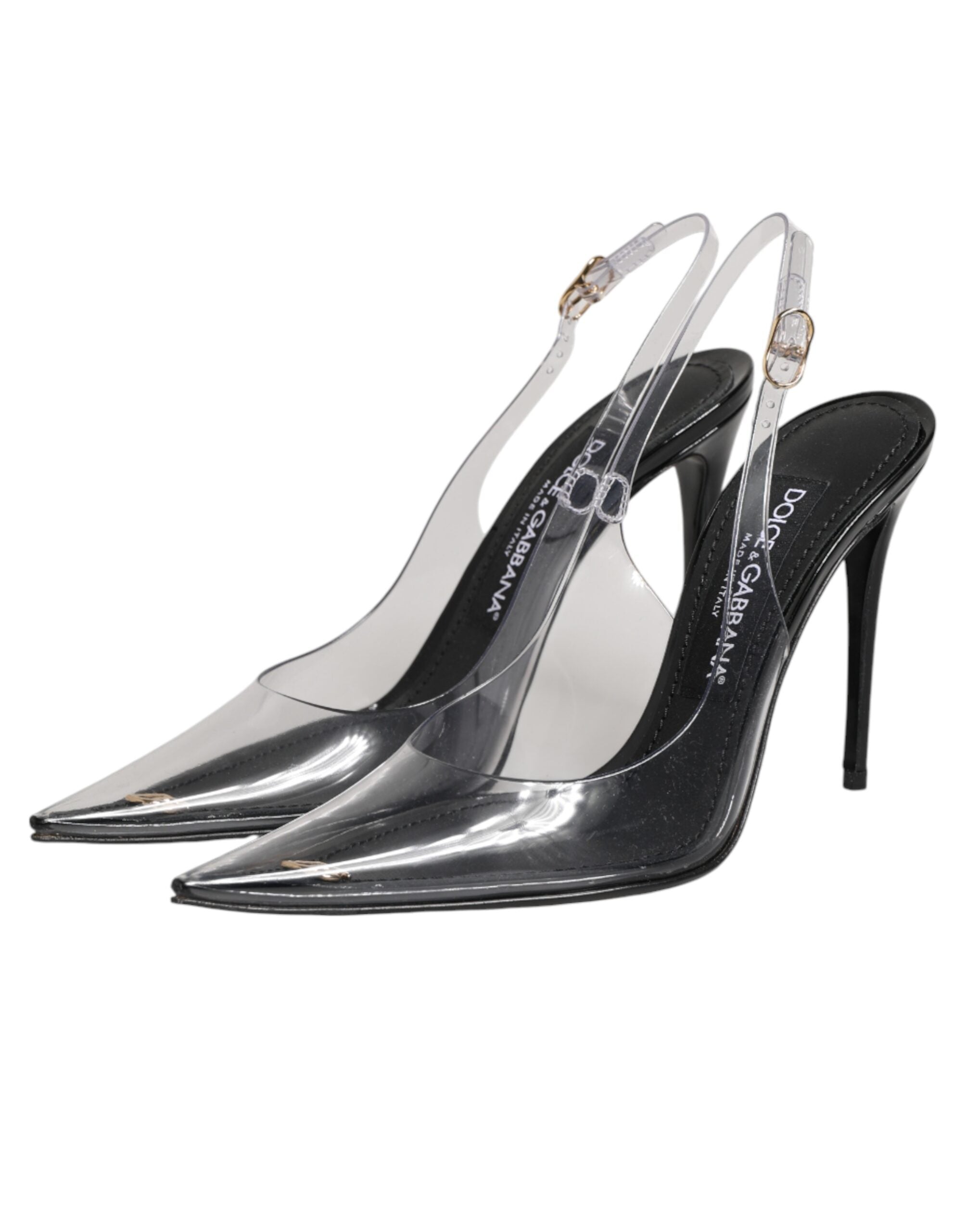 Dolce & Gabbana Black Leather Clear PVC Slingback Pumps Shoes Dolce & Gabbana