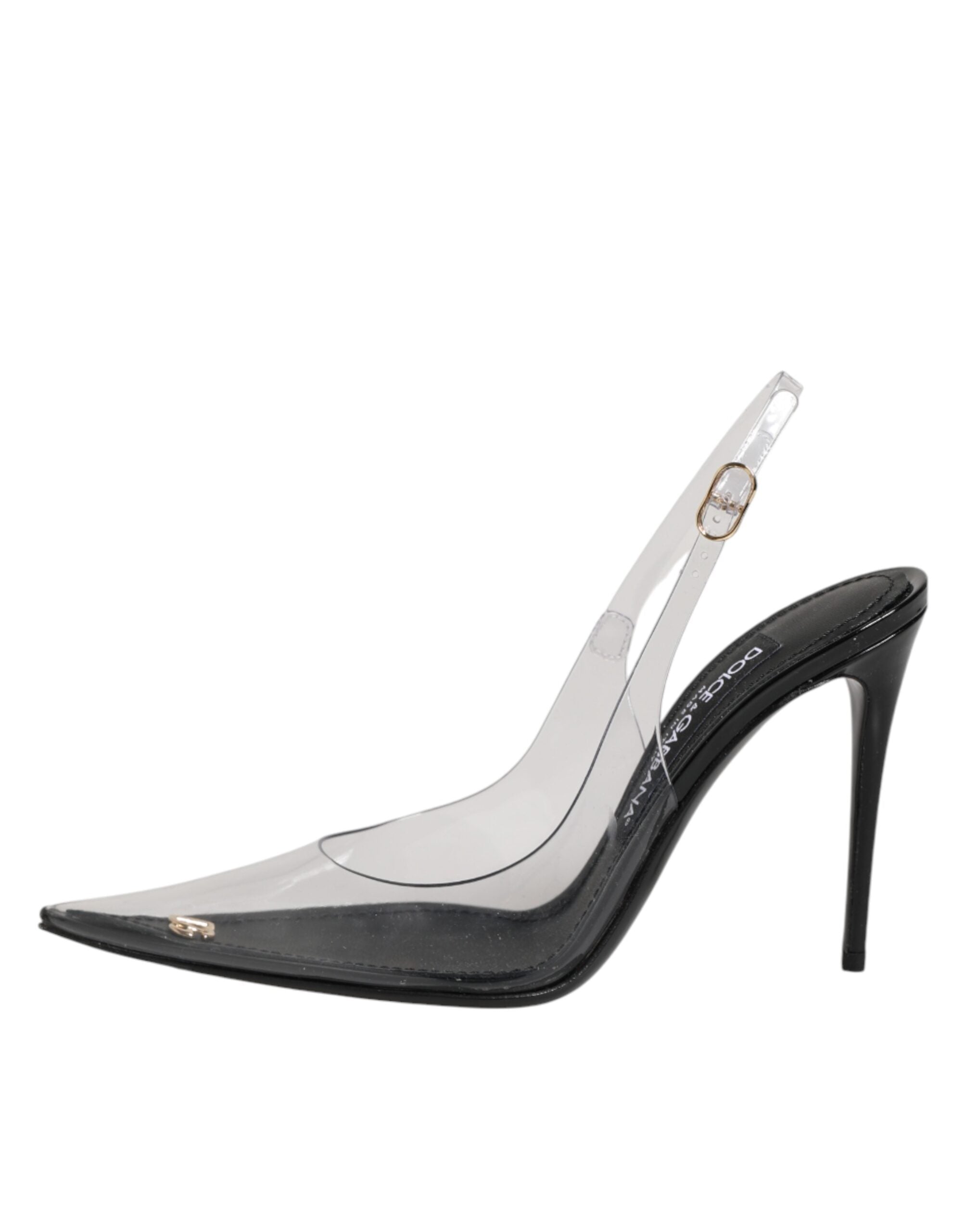 Dolce & Gabbana Black Leather Clear PVC Slingback Pumps Shoes Dolce & Gabbana