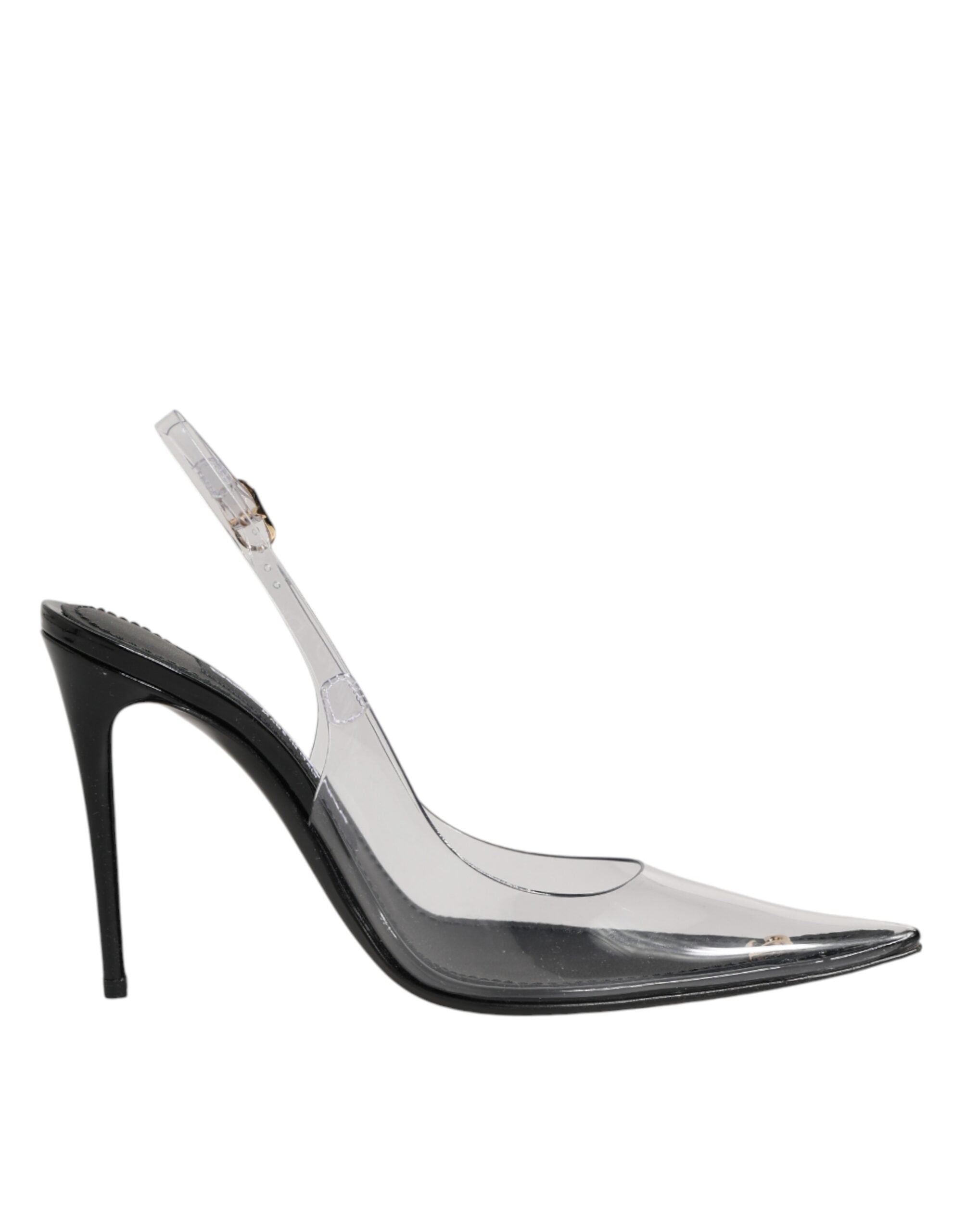Dolce & Gabbana Black Leather Clear PVC Slingback Pumps Shoes Dolce & Gabbana