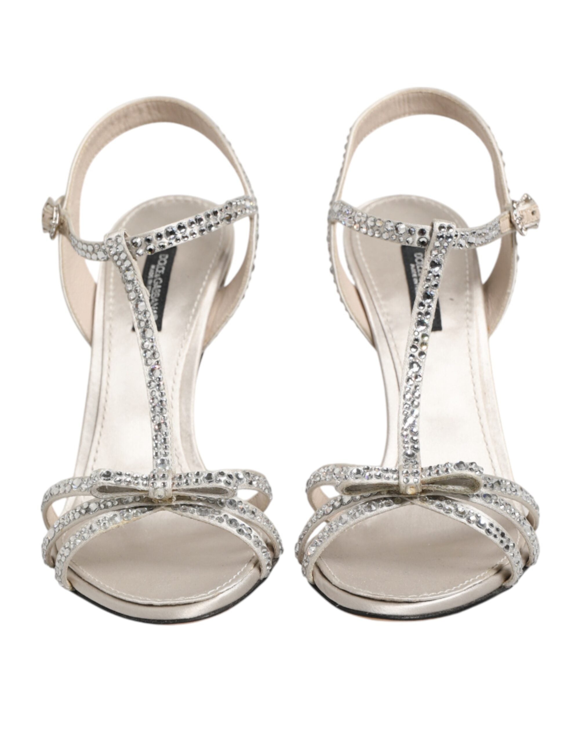 Dolce & Gabbana Silver Strass Ankle Strap Heels Sandals Shoes Dolce & Gabbana