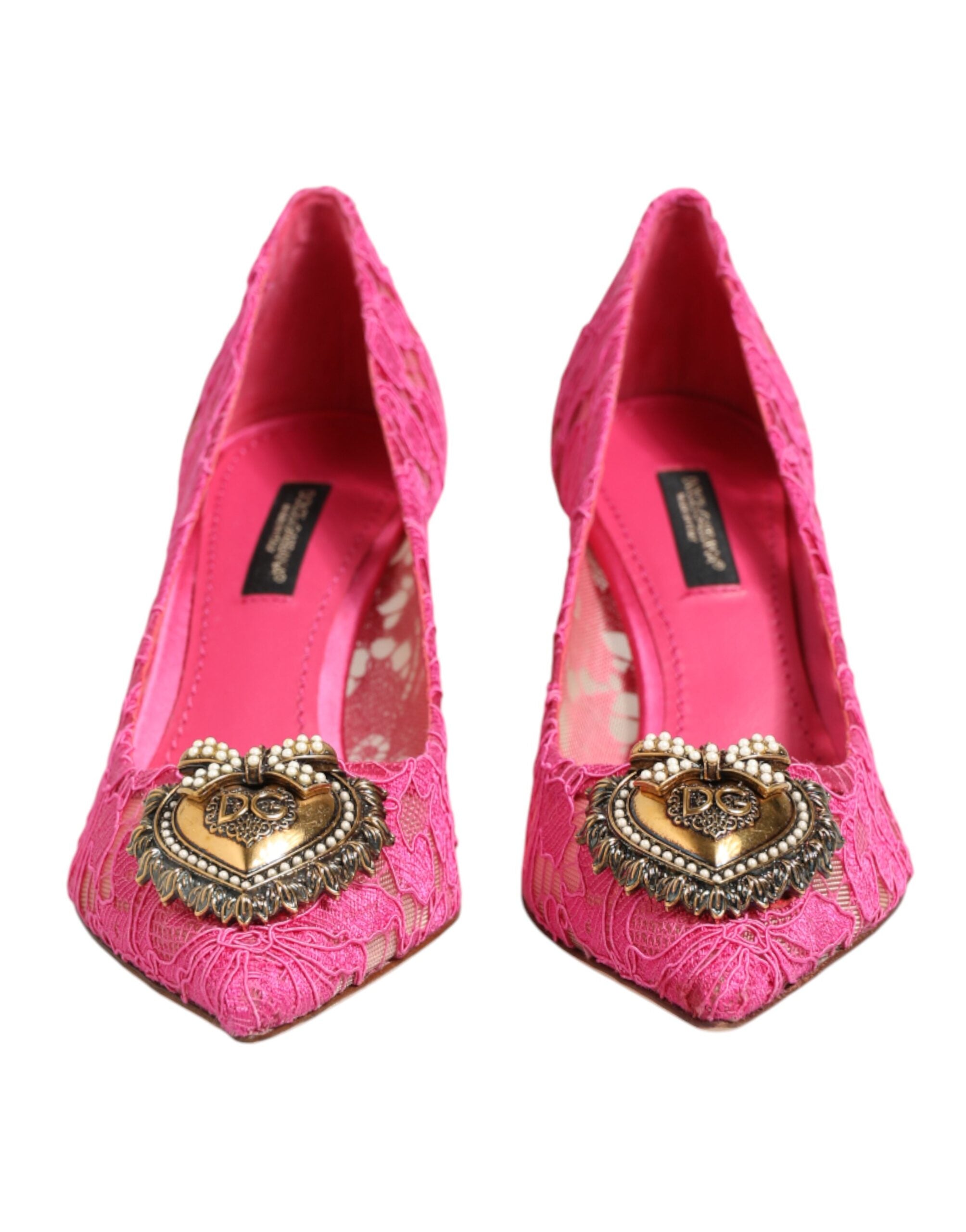 Dolce & Gabbana Pink Taormina Lace DEVOTION Pumps Shoes Dolce & Gabbana