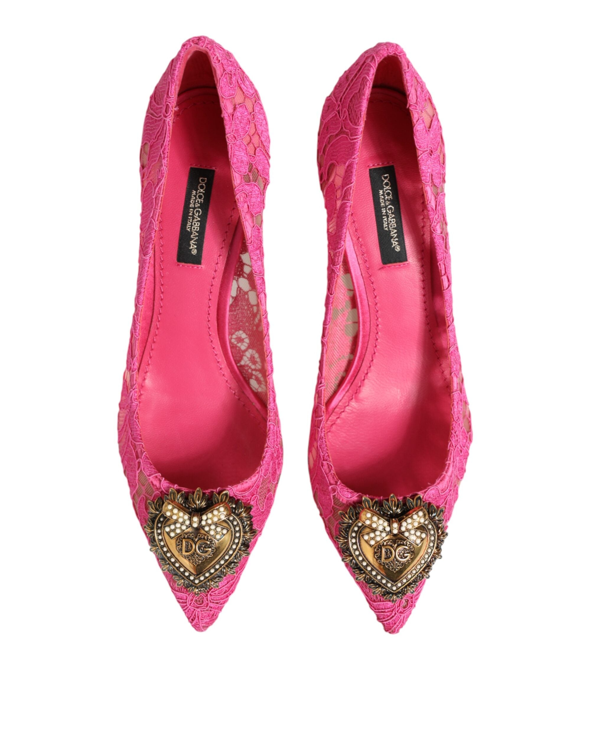Dolce & Gabbana Pink Taormina Lace DEVOTION Pumps Shoes Dolce & Gabbana