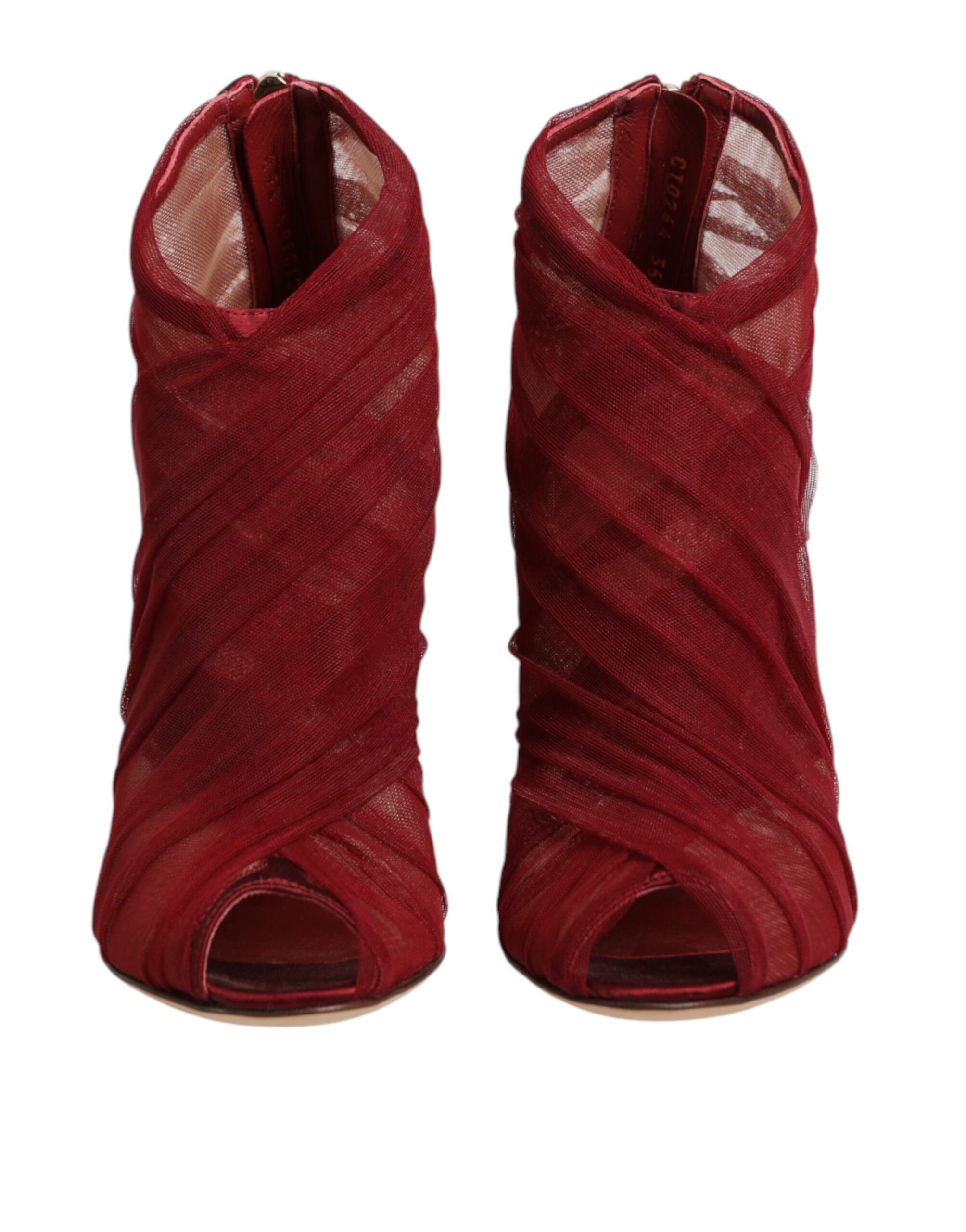Dolce & Gabbana Red Tulle Ankle Boots Stiletto Heels Shoes Dolce & Gabbana