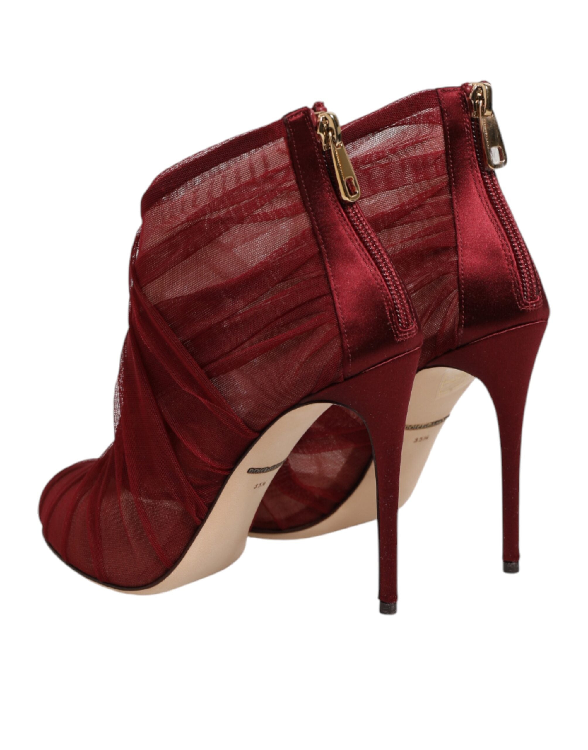 Dolce & Gabbana Red Tulle Ankle Boots Stiletto Heels Shoes Dolce & Gabbana