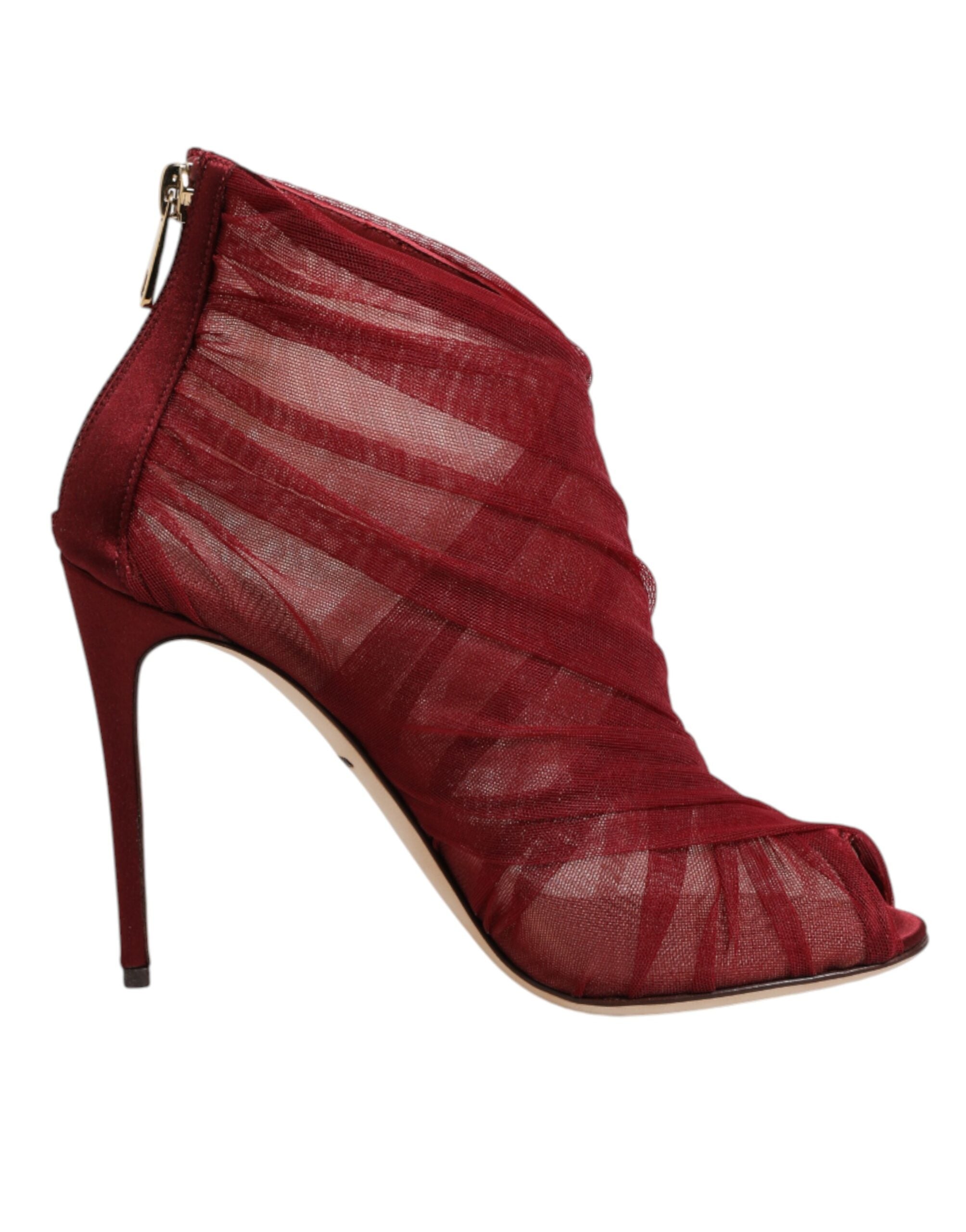 Dolce & Gabbana Red Tulle Ankle Boots Stiletto Heels Shoes Dolce & Gabbana