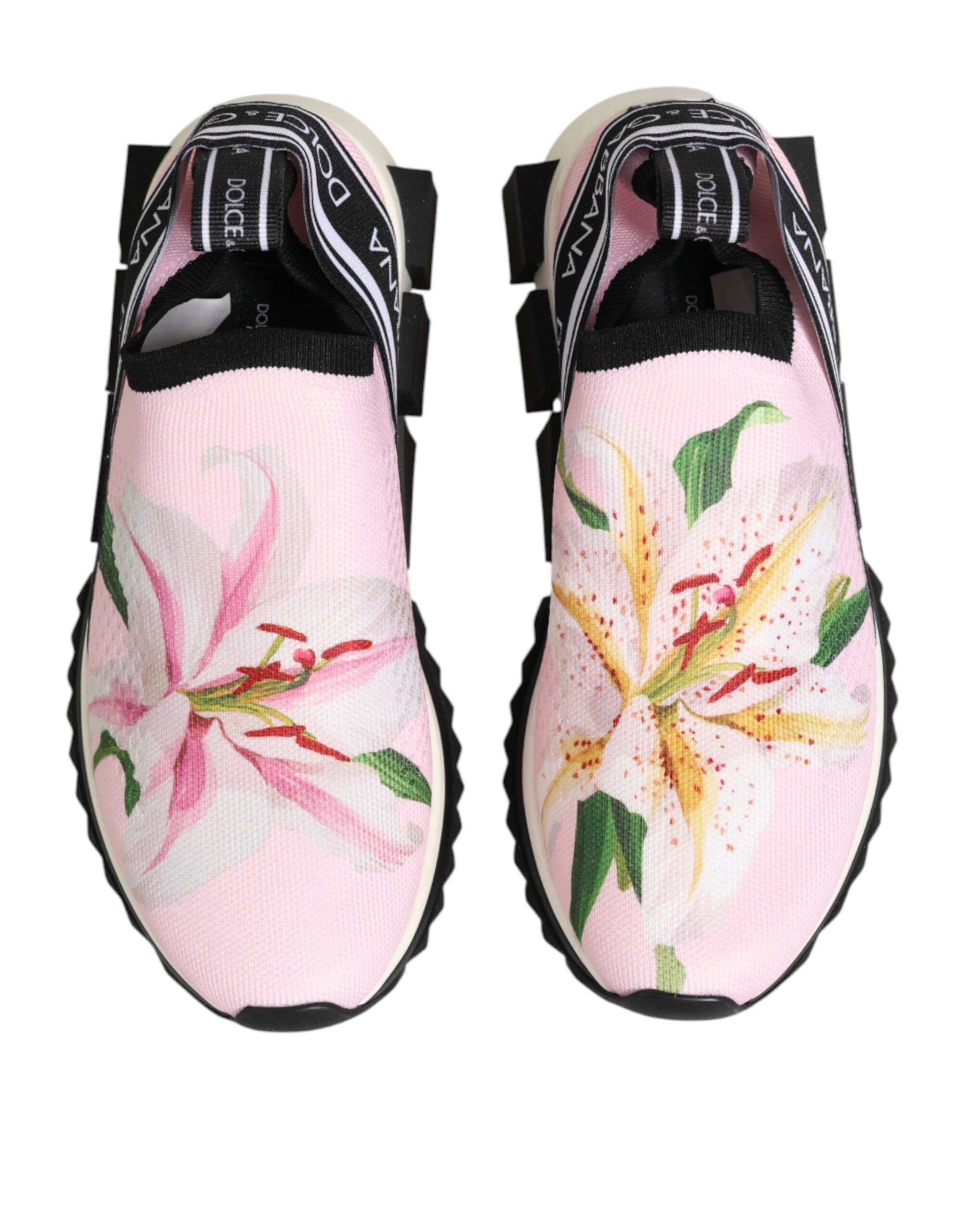 Dolce & Gabbana Pink Floral Sorrento Low Top Sneakers Shoes Dolce & Gabbana