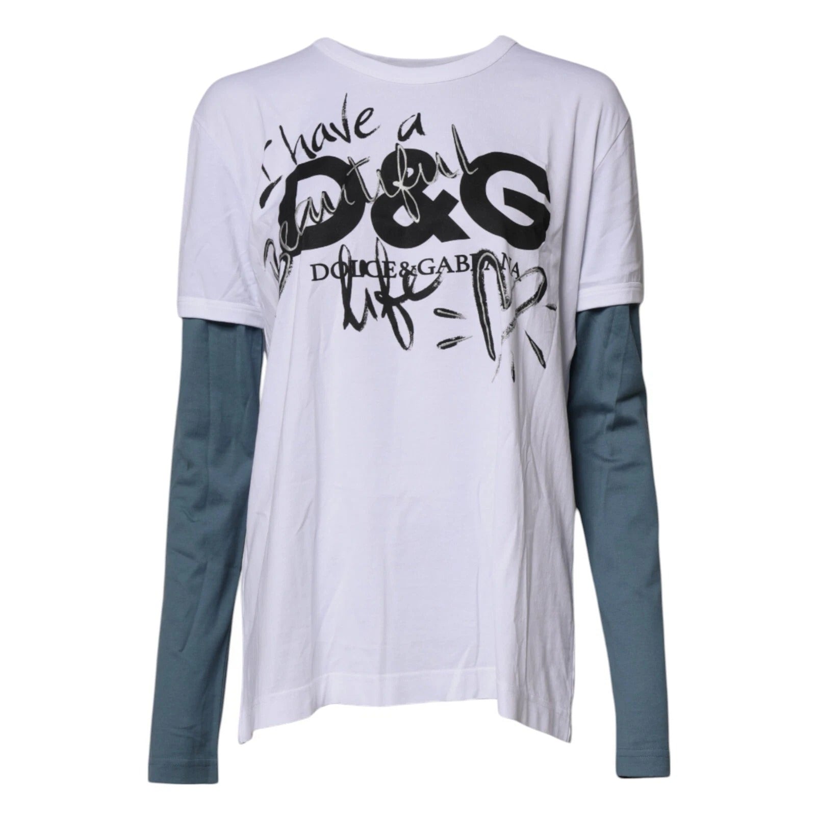 Dolce & Gabbana White Graphic Print Cotton Crew Neck T-shirt Dolce & Gabbana