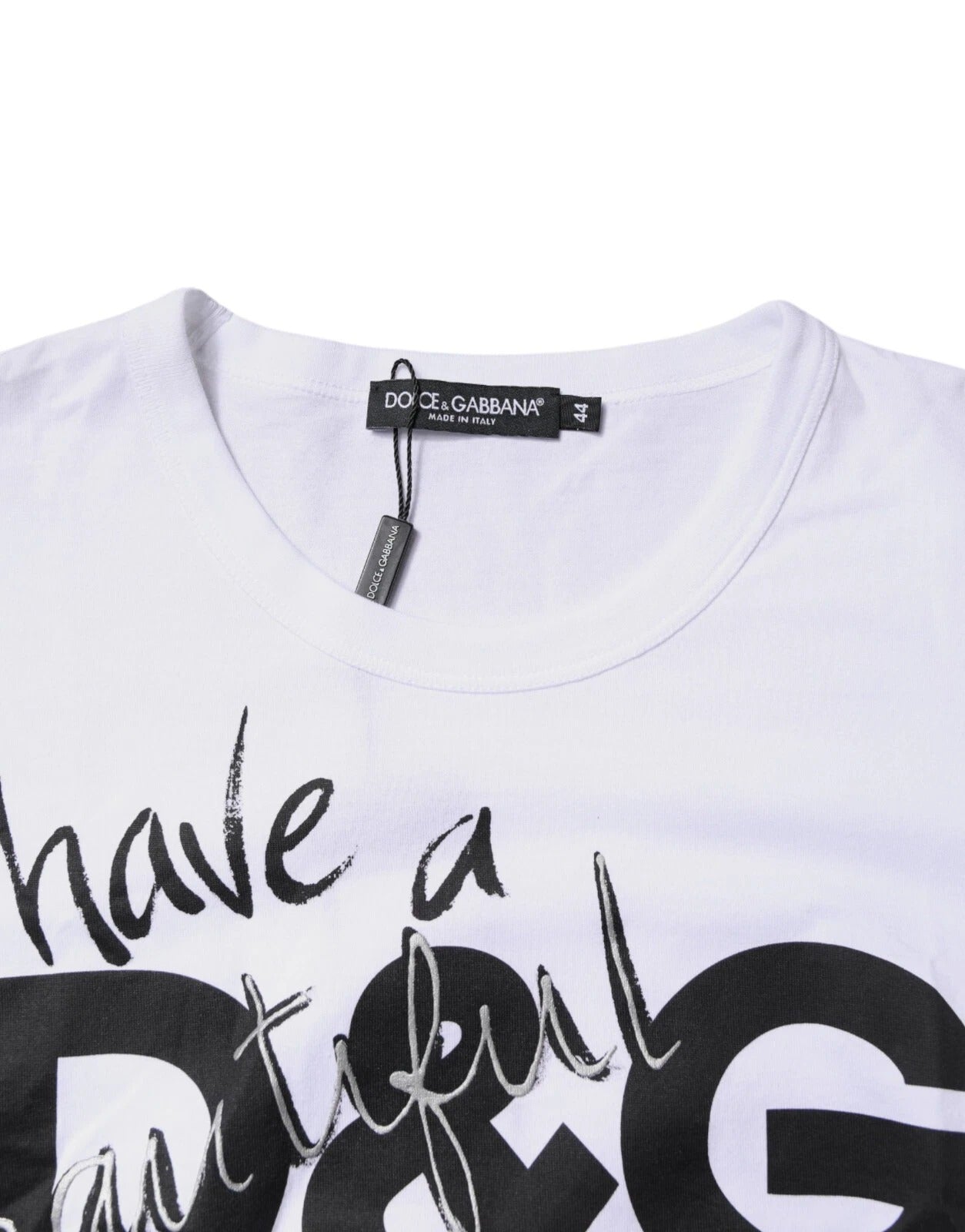 Dolce & Gabbana White Graphic Print Cotton Crew Neck T-shirt Dolce & Gabbana