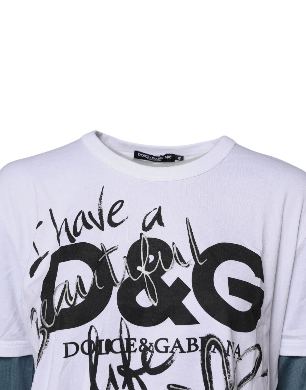 Dolce & Gabbana White Graphic Print Cotton Crew Neck T-shirt Dolce & Gabbana