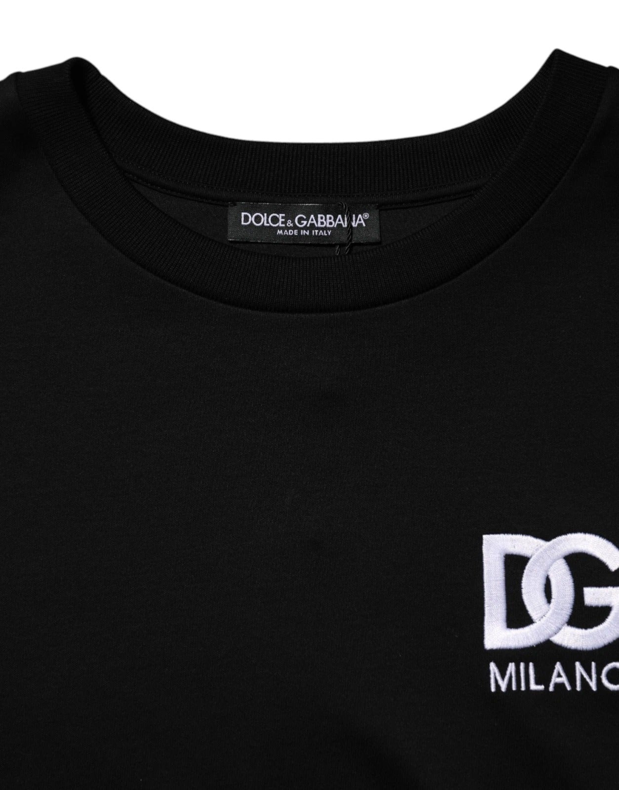 Dolce & Gabbana Black Cotton DG Logo Embroidery Top  T-shirt Dolce & Gabbana
