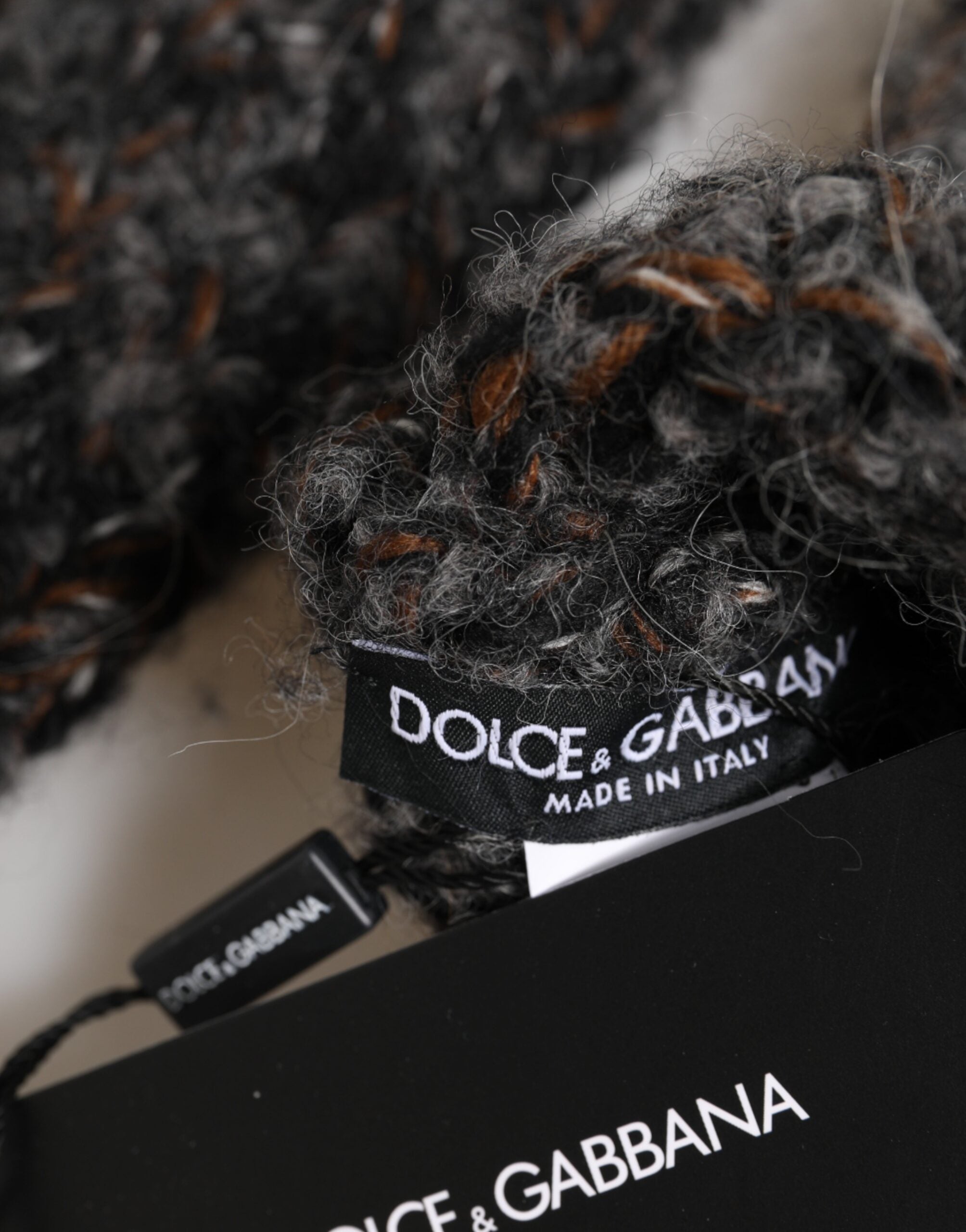 Dolce & Gabbana Gray Virgin Wool Knitted Fingerless Men Gloves Dolce & Gabbana