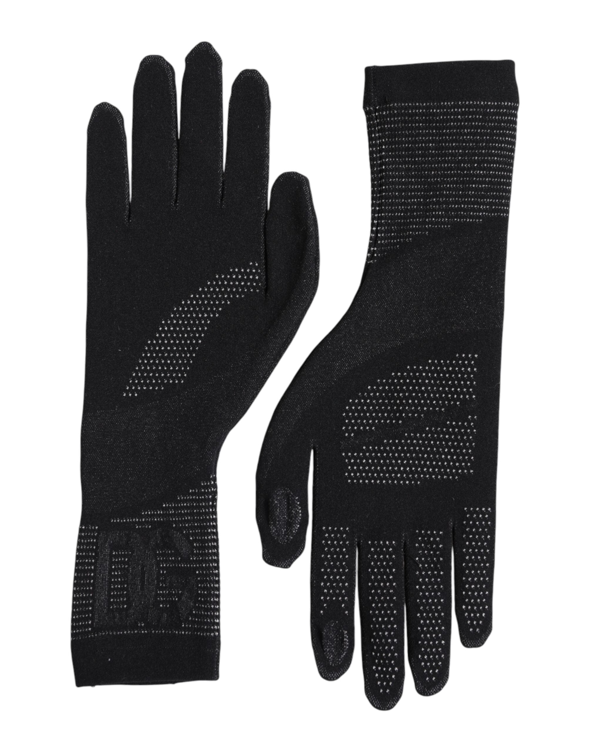 Dolce & Gabbana Black DG Logo Cotton Hands Mitten Men Gloves Dolce & Gabbana