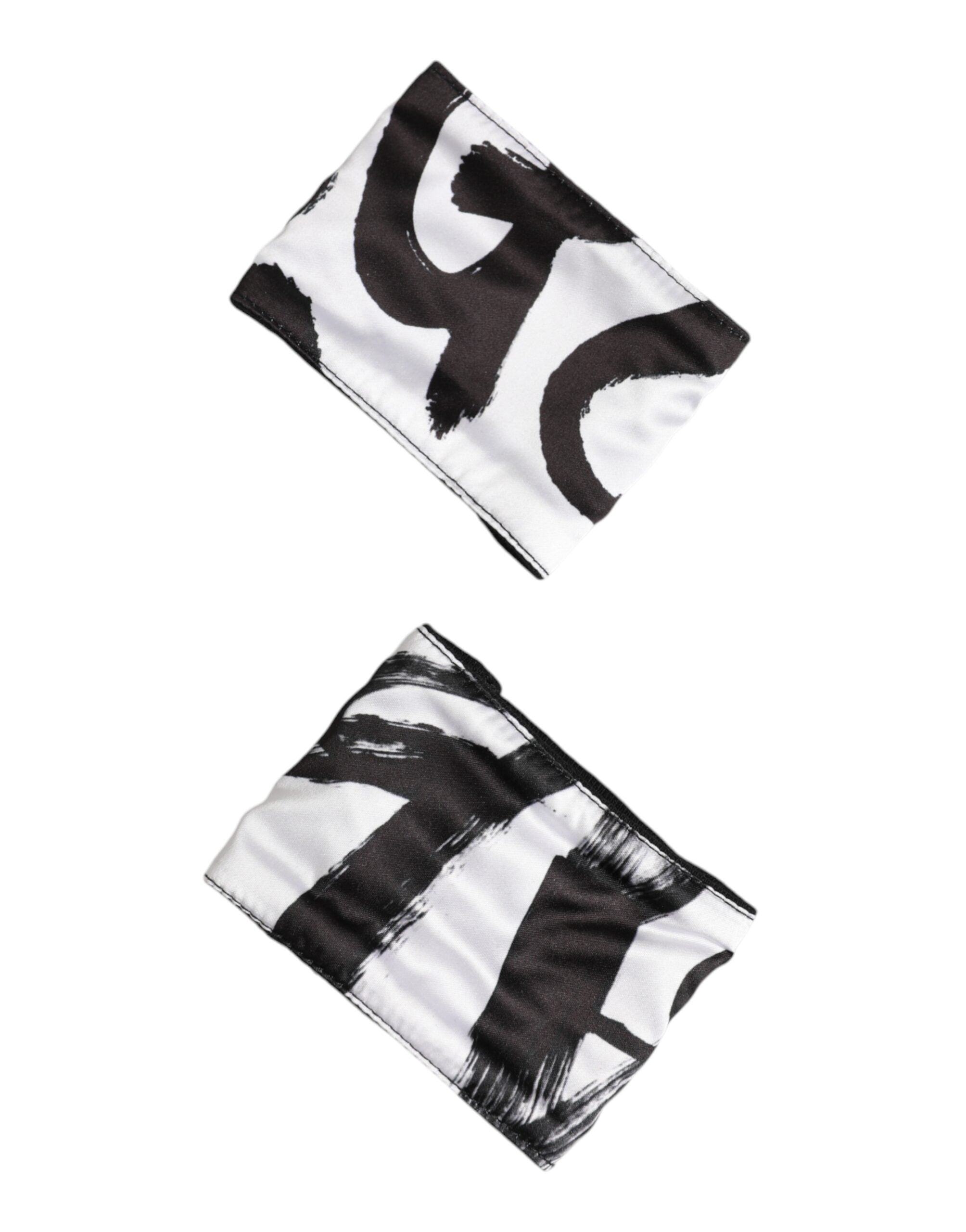 Dolce & Gabbana Black White DG Logo Silk 1 Pair Wristband Dolce & Gabbana
