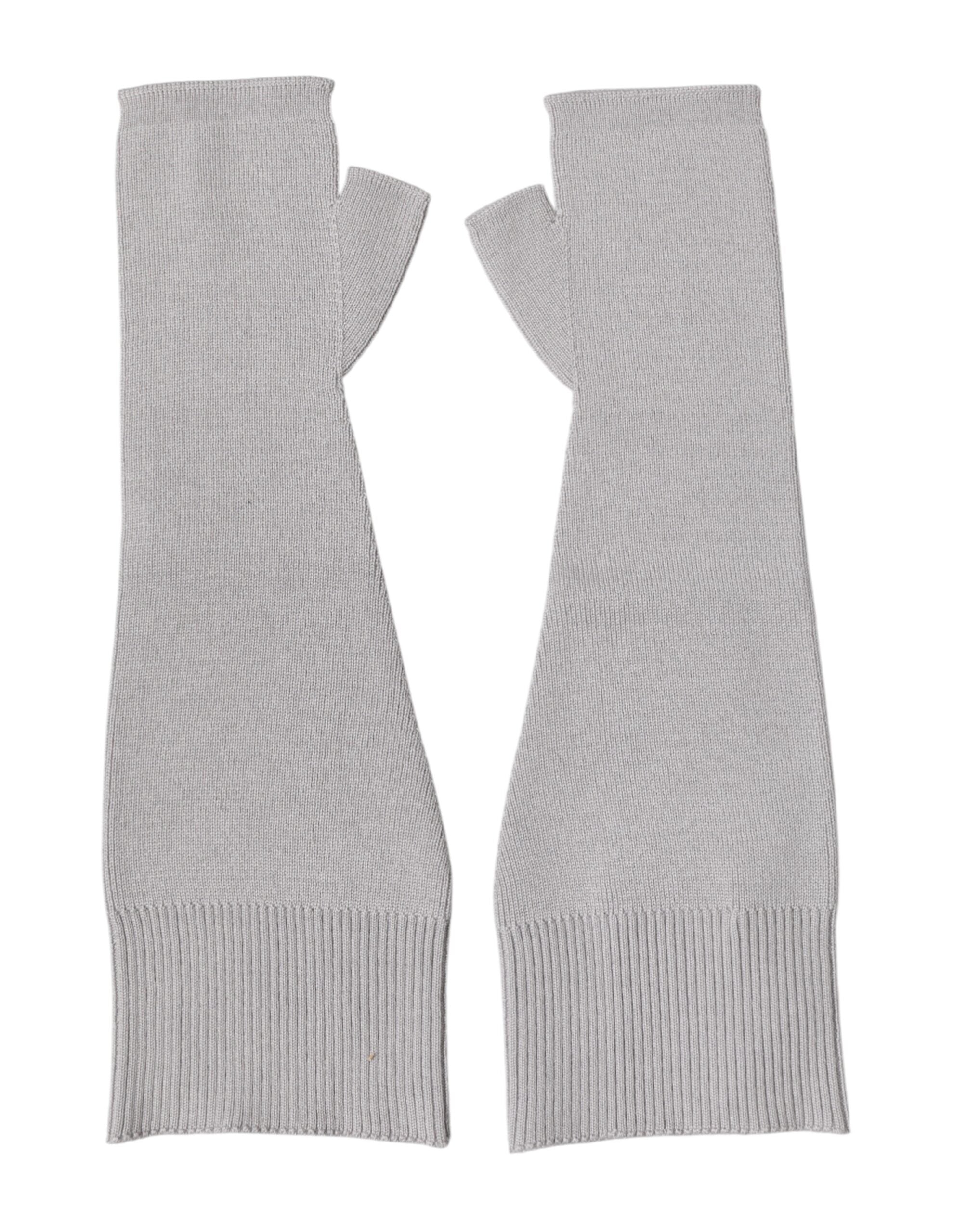 Dolce & Gabbana Gray Virgin Wool Knitted Fingerless Men Gloves Dolce & Gabbana