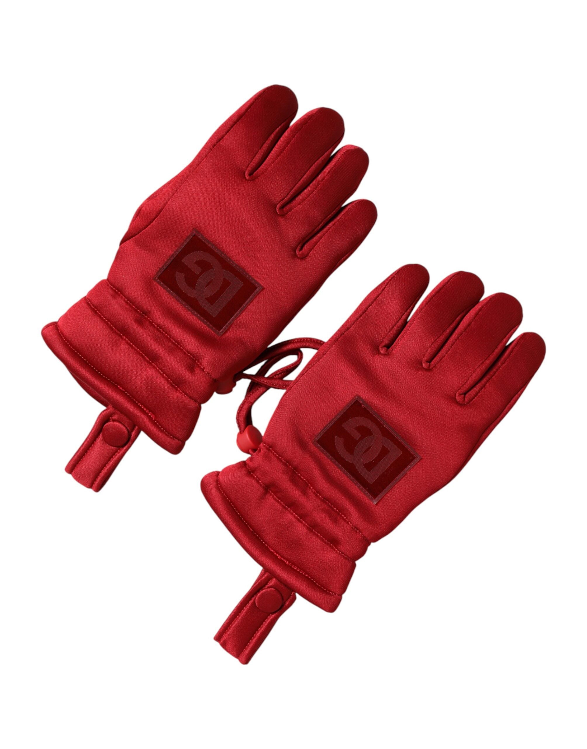 Dolce & Gabbana Red Viscose Motorcycle Biker Mitten Gloves Dolce & Gabbana
