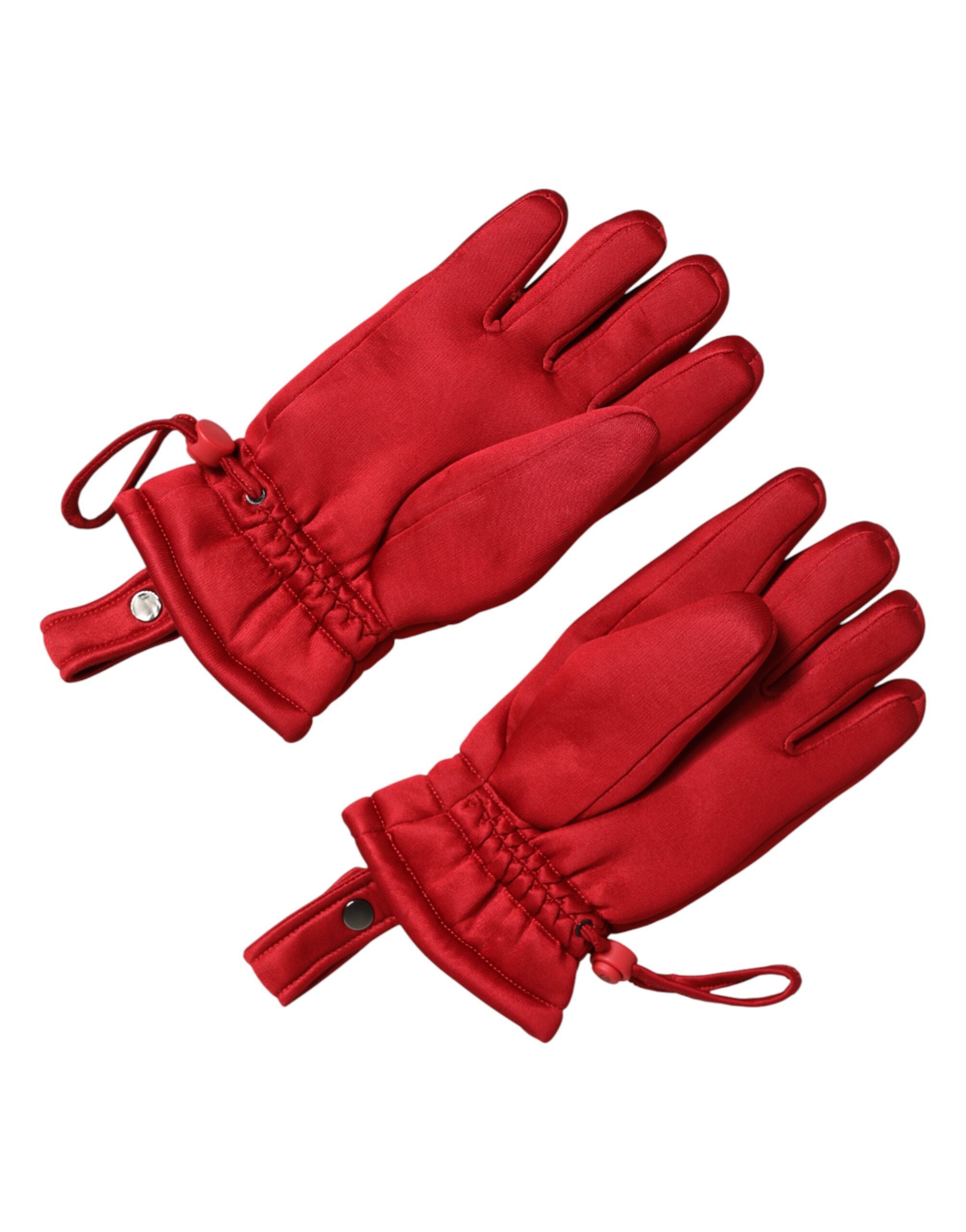 Dolce & Gabbana Red Viscose Motorcycle Biker Mitten Gloves Dolce & Gabbana