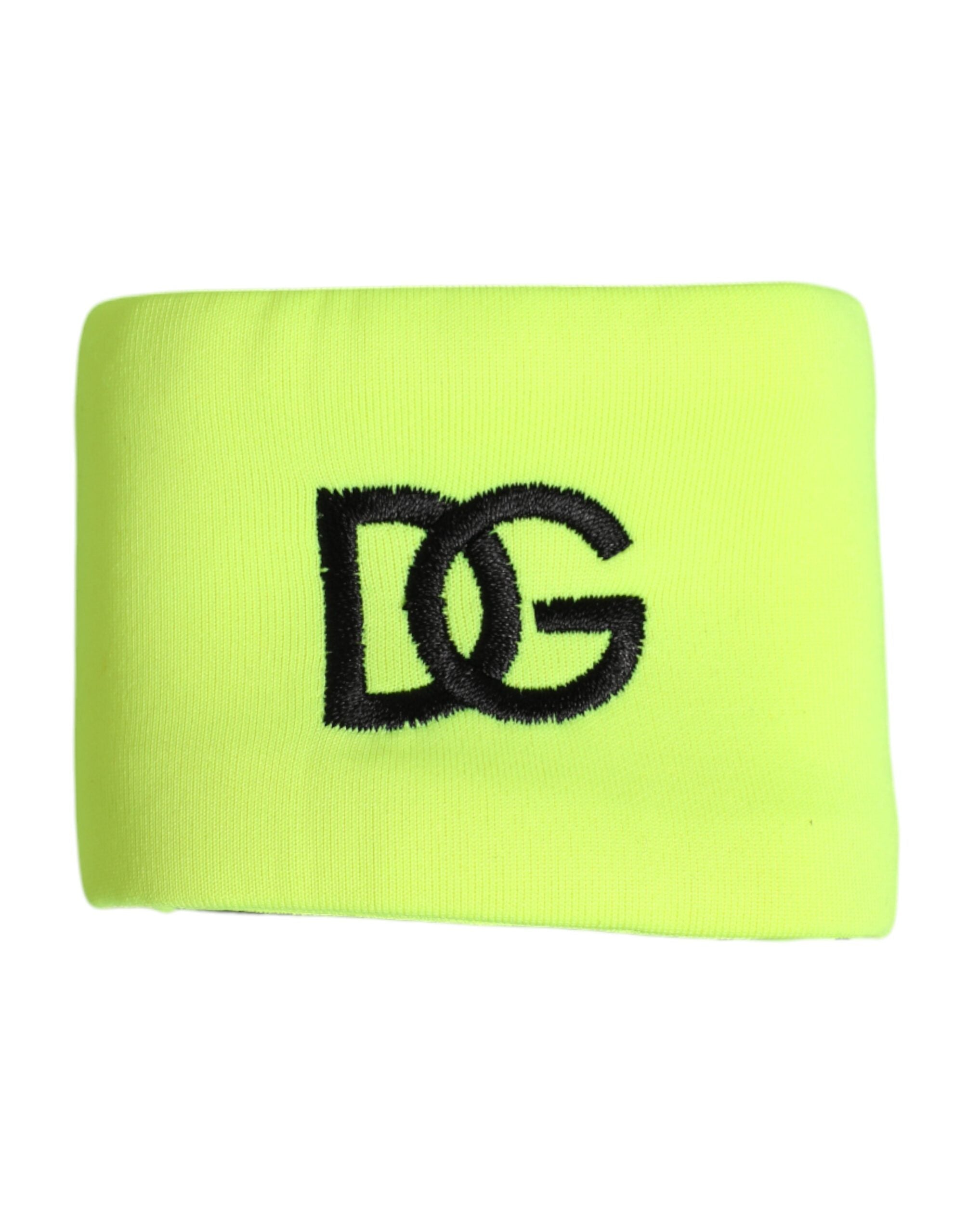 Dolce & Gabbana Yellow Green Silk DG Logo Men Wristband Dolce & Gabbana