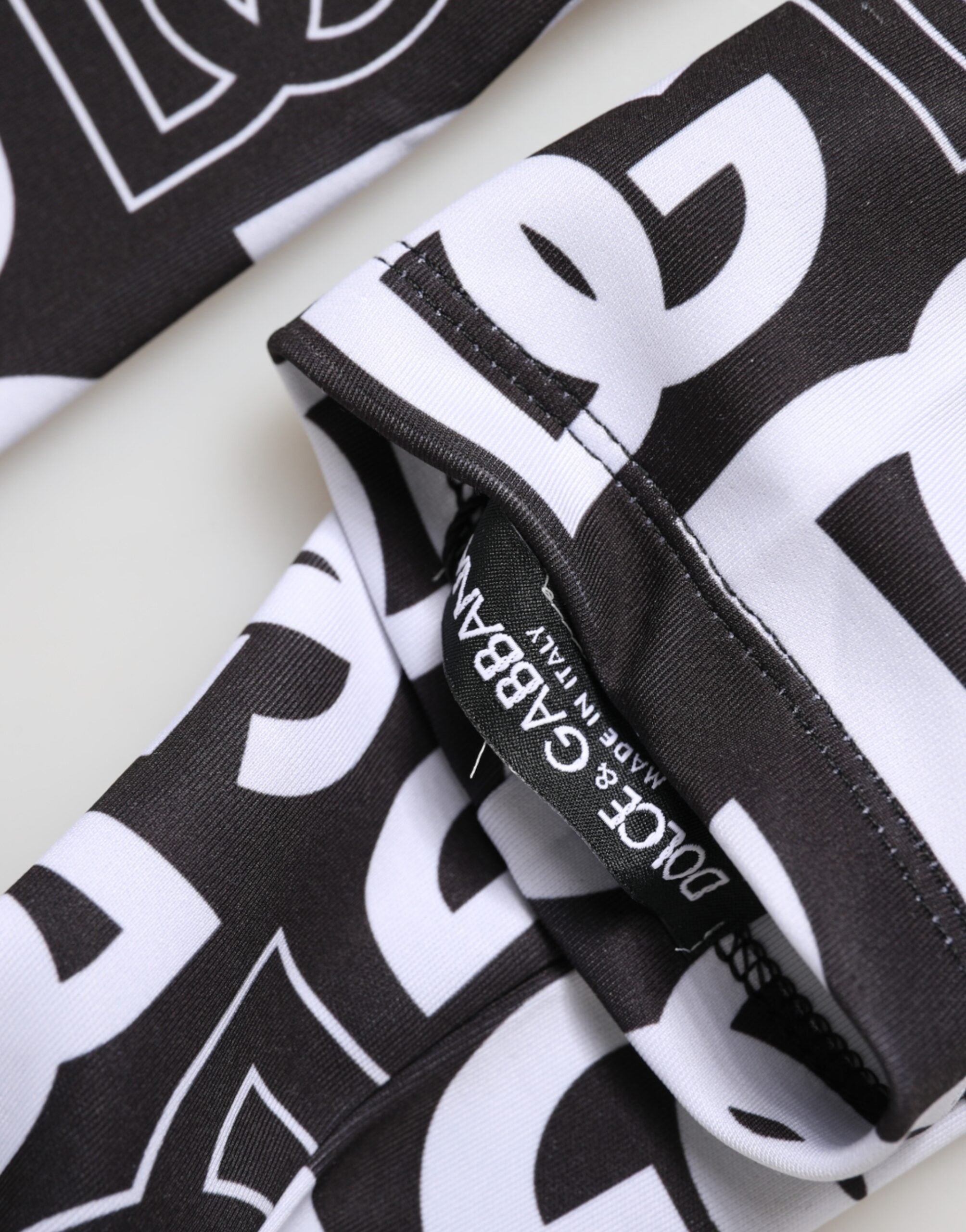 Dolce & Gabbana Black White DG Logo Elbow Length Mitten Gloves Dolce & Gabbana