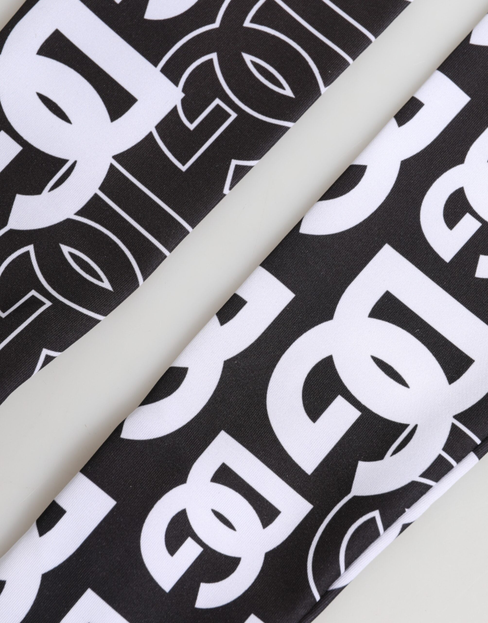 Dolce & Gabbana Black White DG Logo Elbow Length Mitten Gloves Dolce & Gabbana