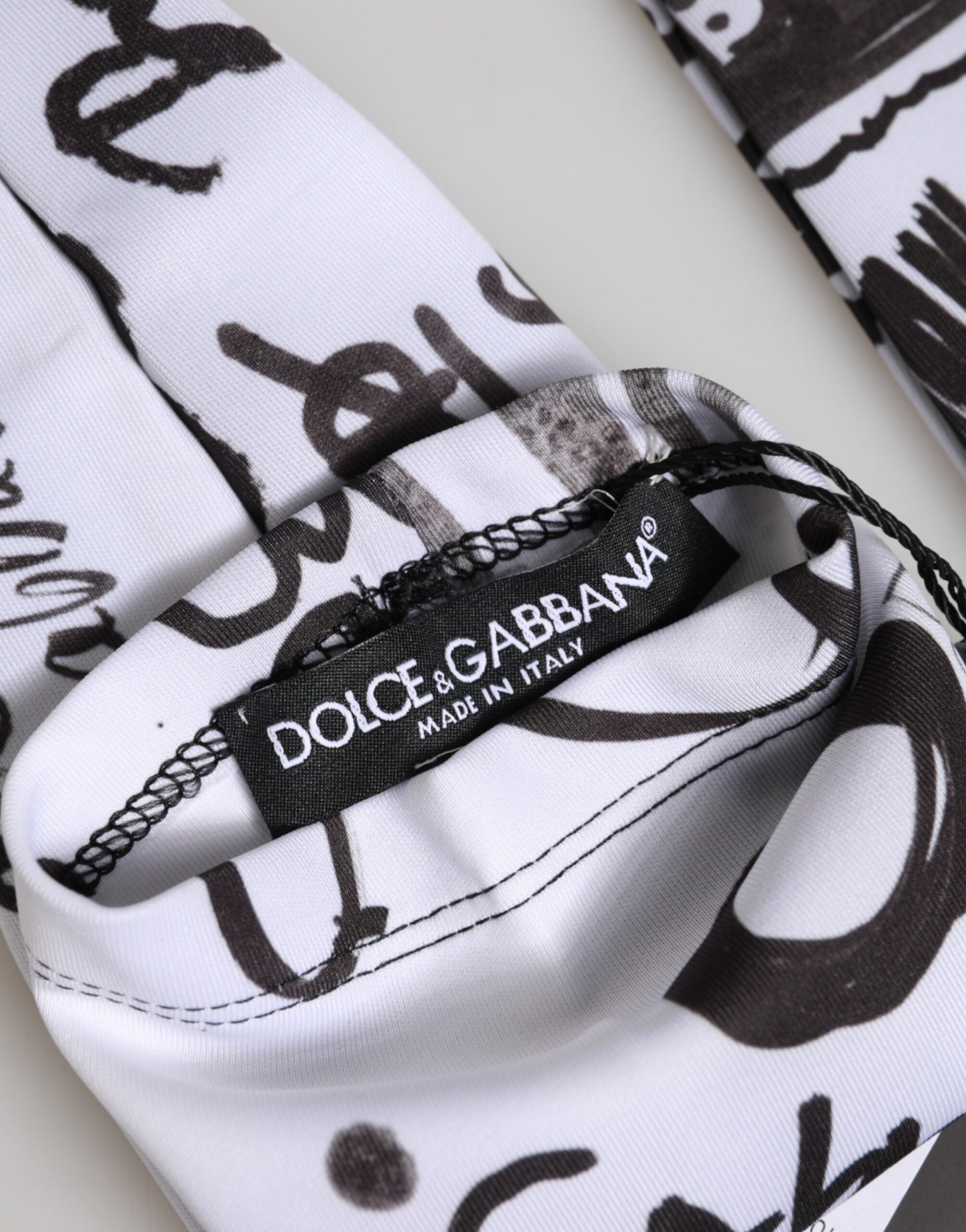Dolce & Gabbana Black White DG Logo Elbow Length Mitten Gloves Dolce & Gabbana