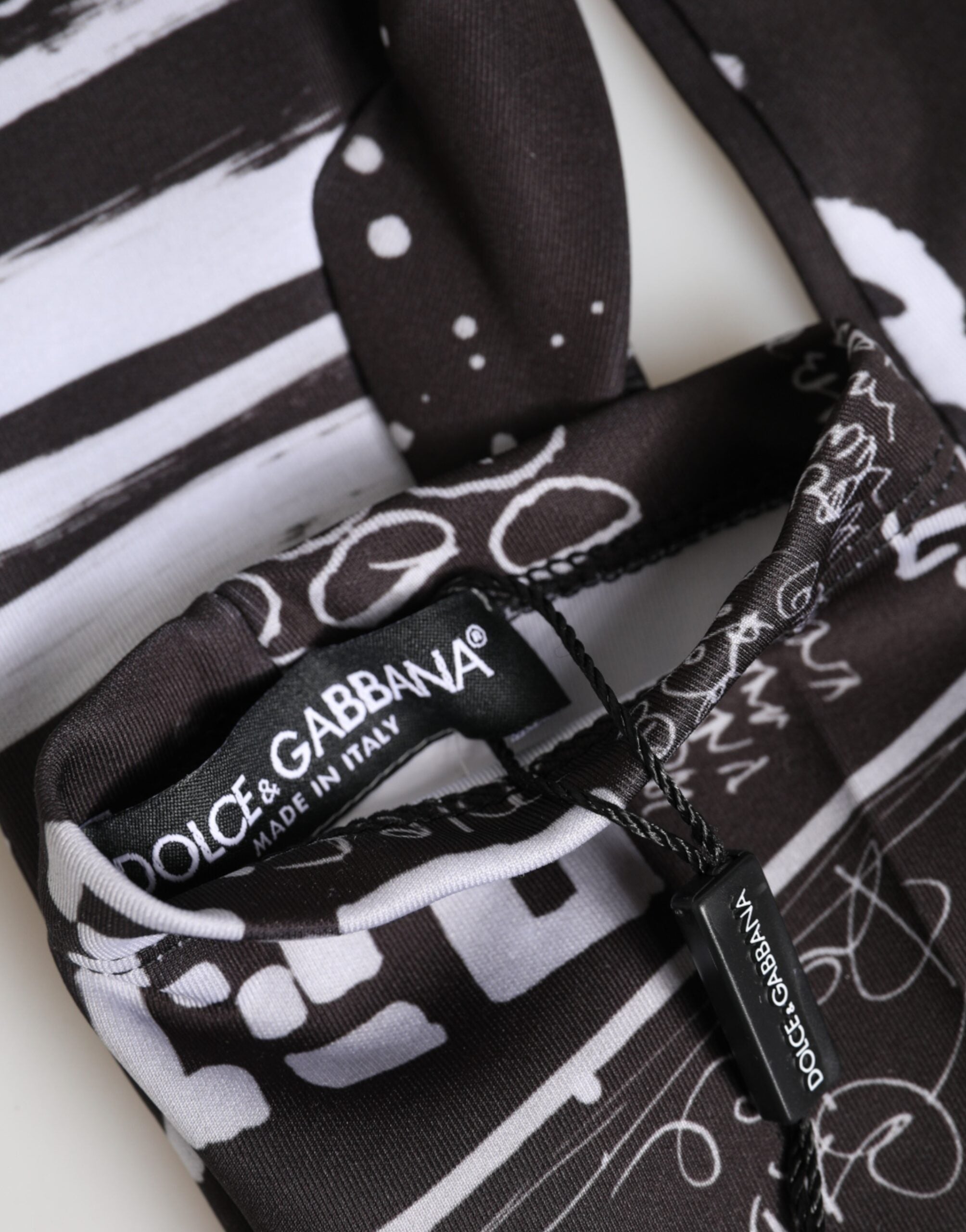Dolce & Gabbana Black White DG Logo Elbow Length Mitten Gloves Dolce & Gabbana