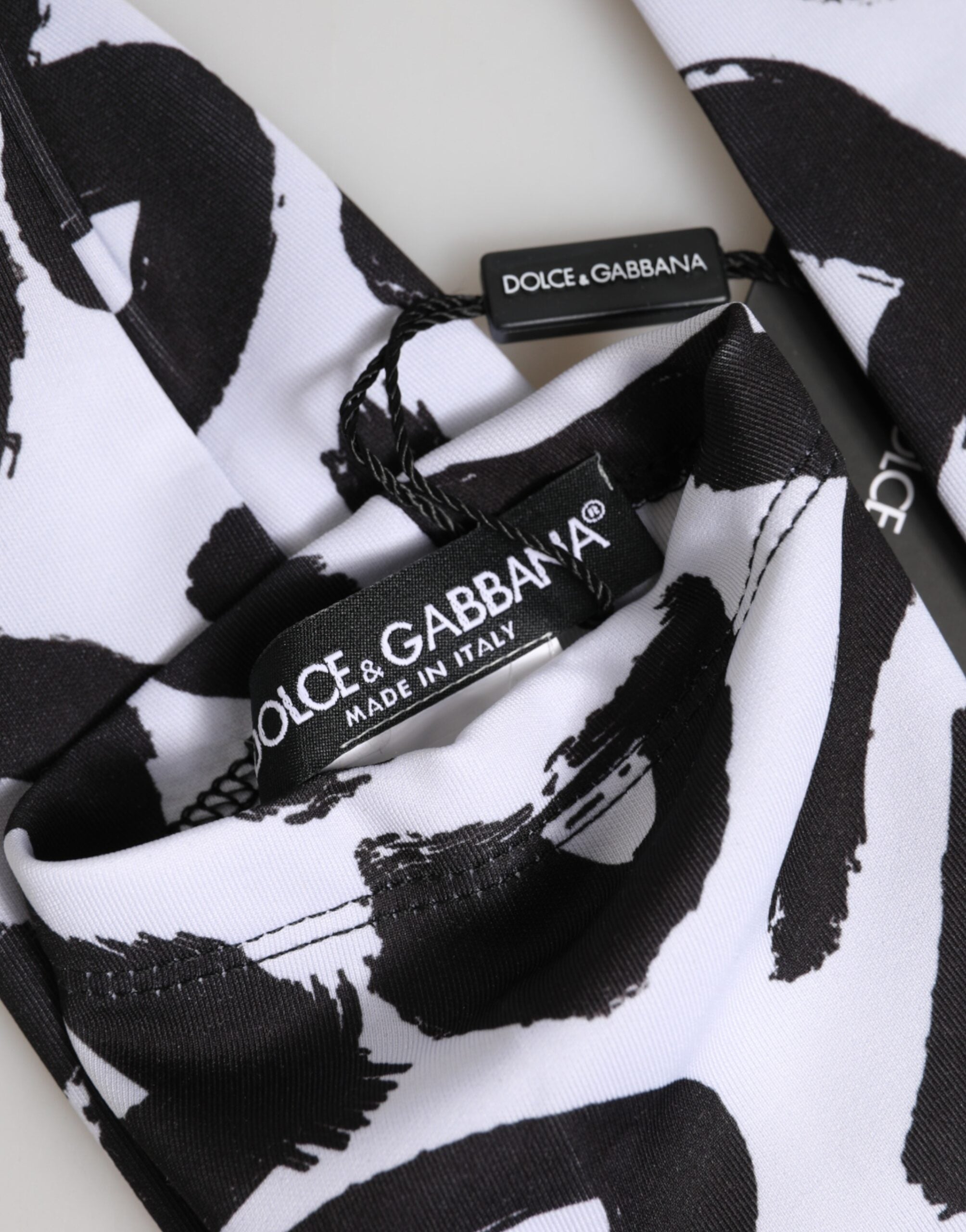Dolce & Gabbana Black White DG Logo Elbow Length Mitten Gloves Dolce & Gabbana